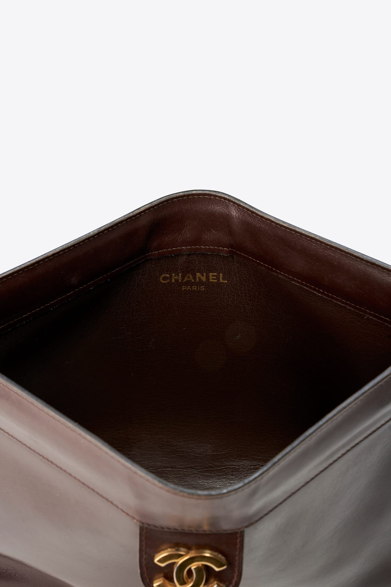 Vintage Chanel Leather Clutch Brown