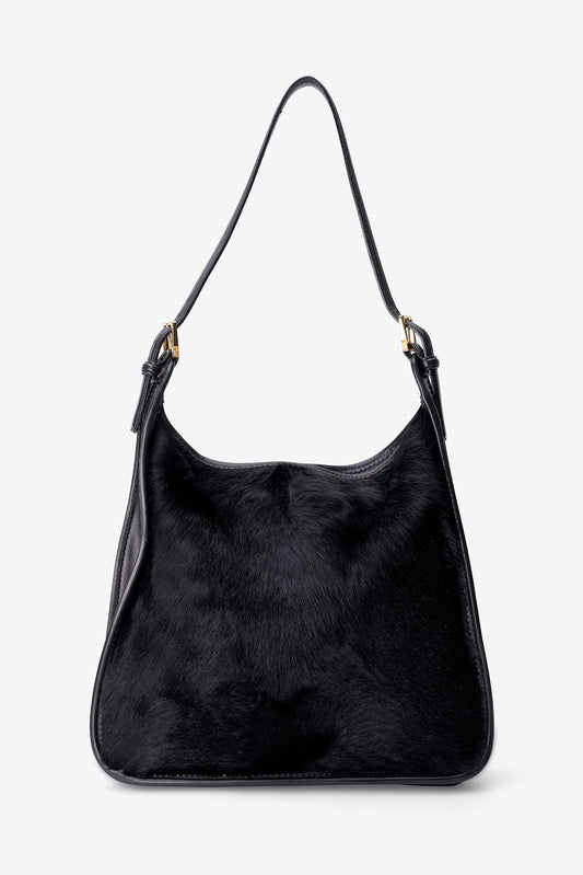 Vintage Loewe Black Calf Hair Shoulder Bag