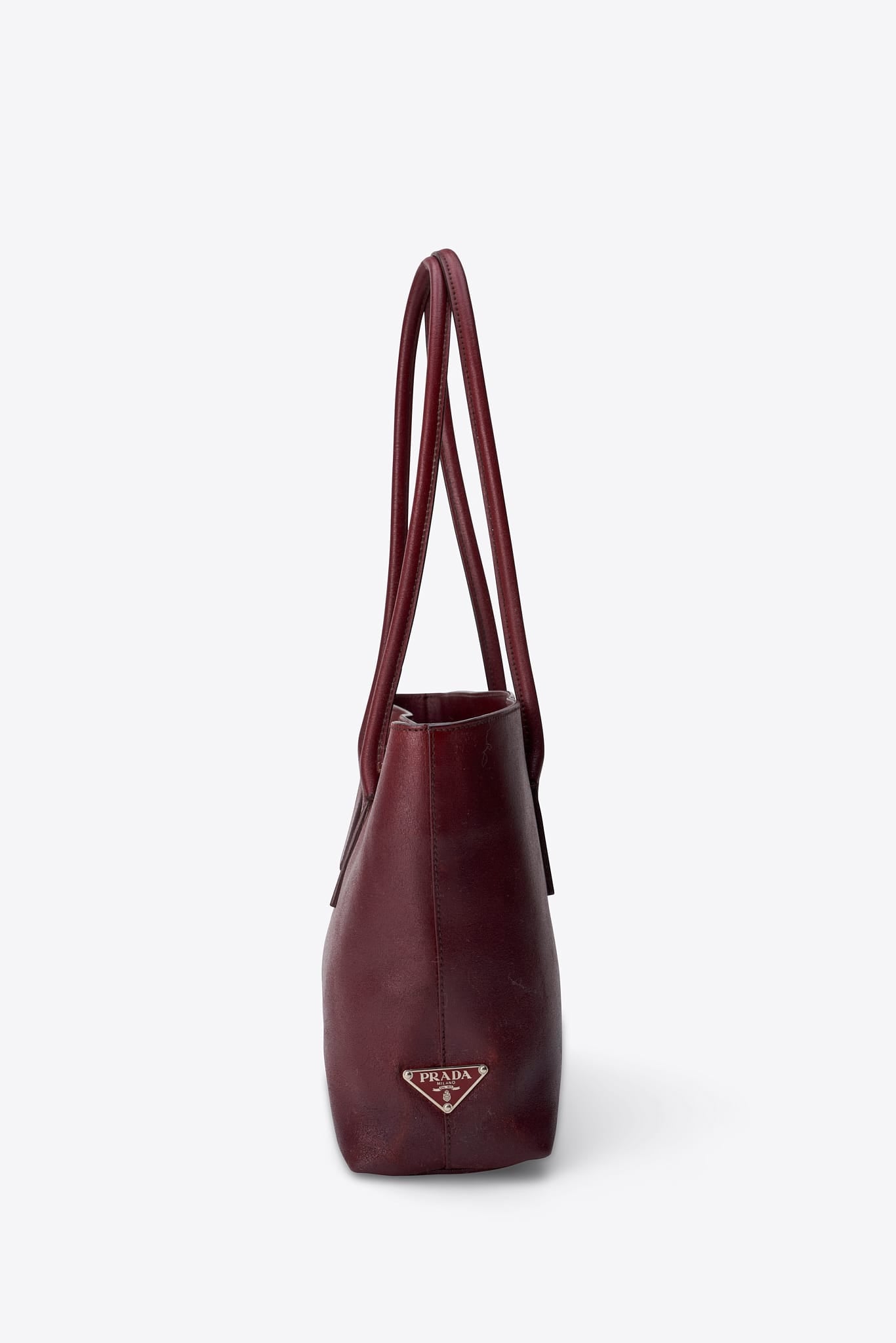 Vintage Prada Wine Leather Tote Bag