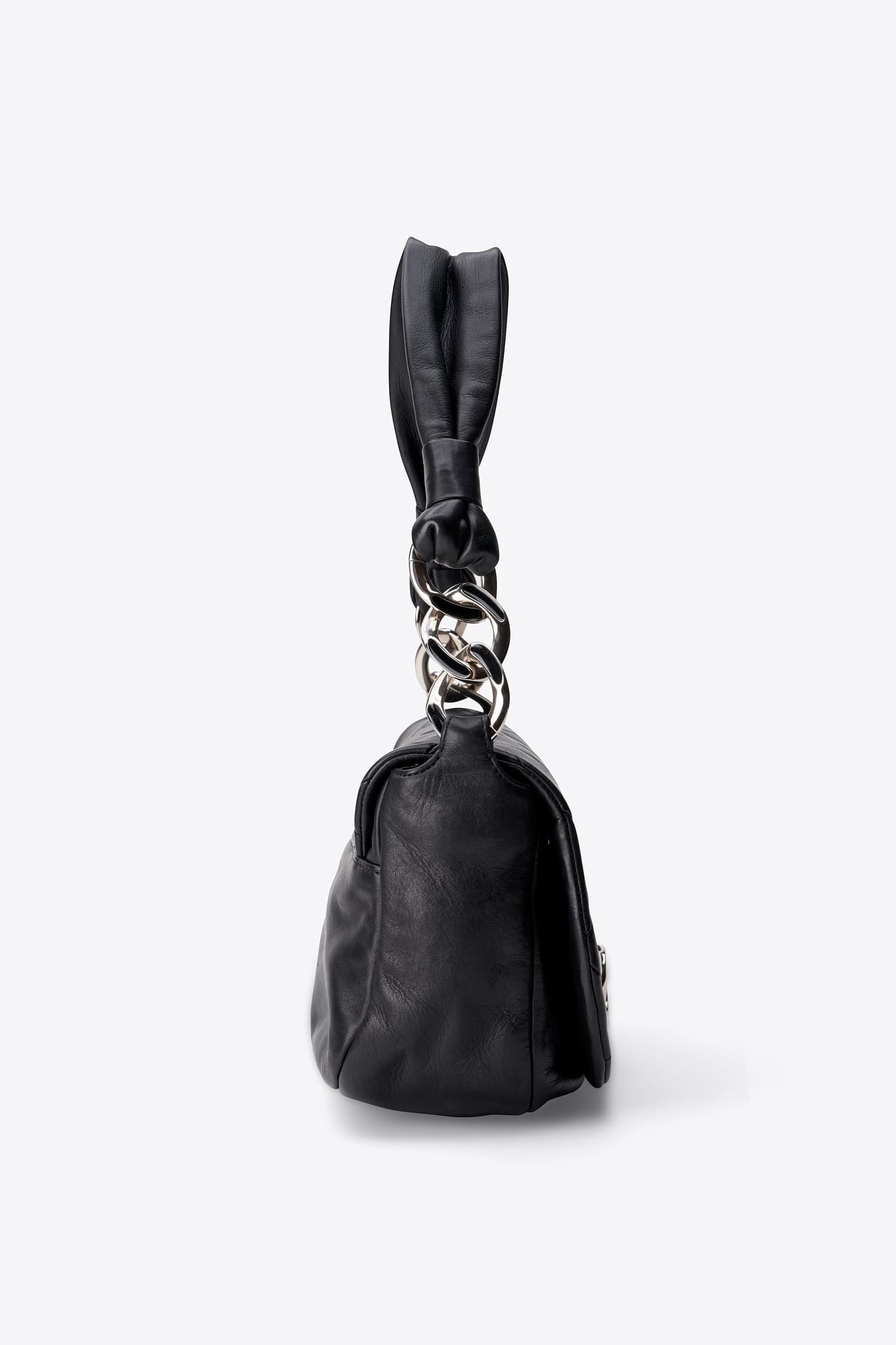 Vintage Chanel Black Leather Single Flap Shoulder Bag