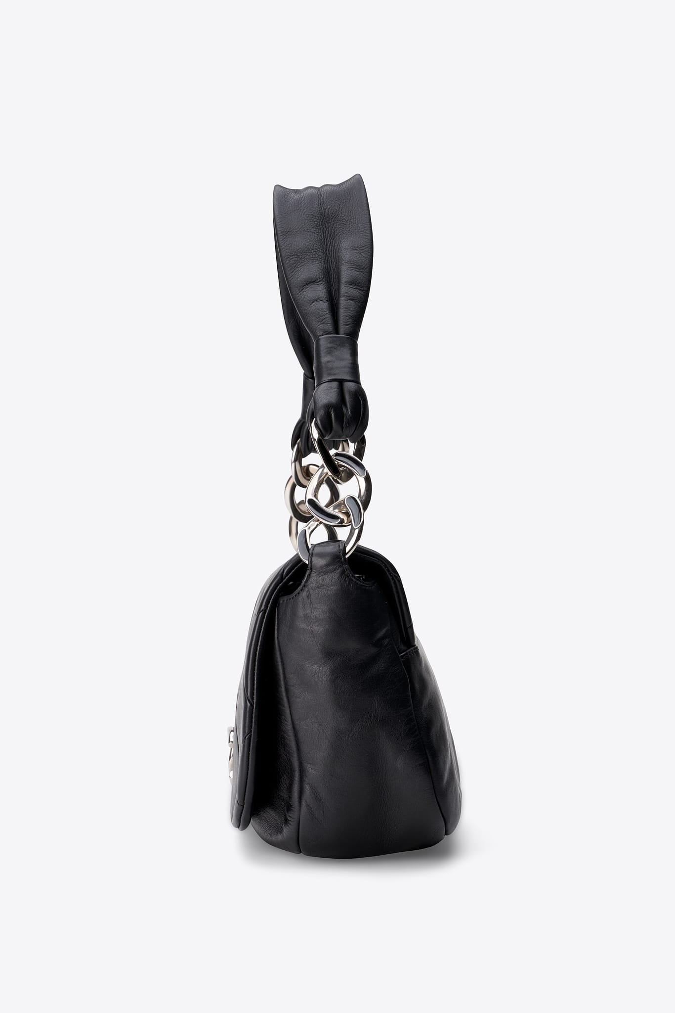 Vintage Chanel Black Leather Single Flap Shoulder Bag
