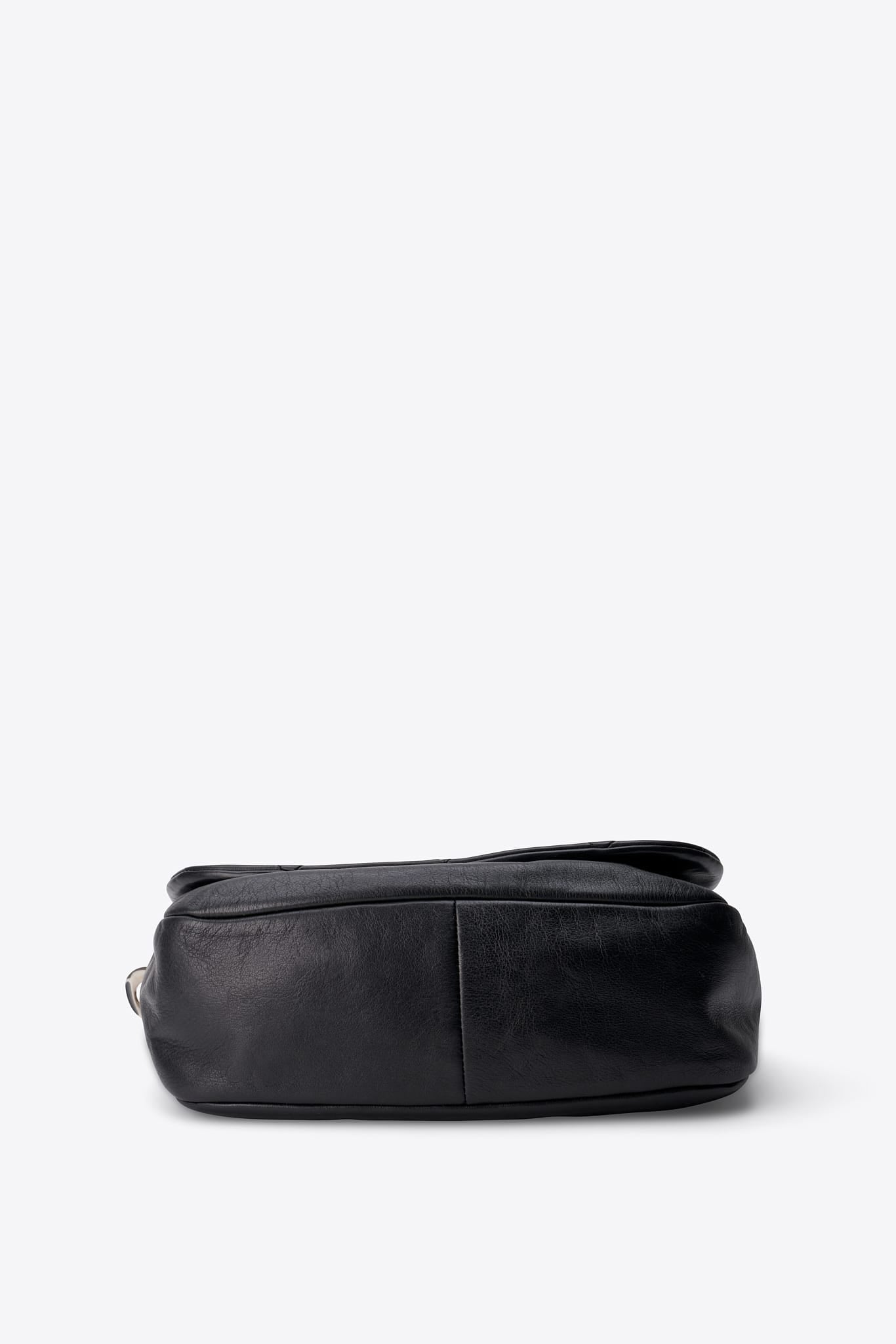 Vintage Chanel Black Leather Single Flap Shoulder Bag