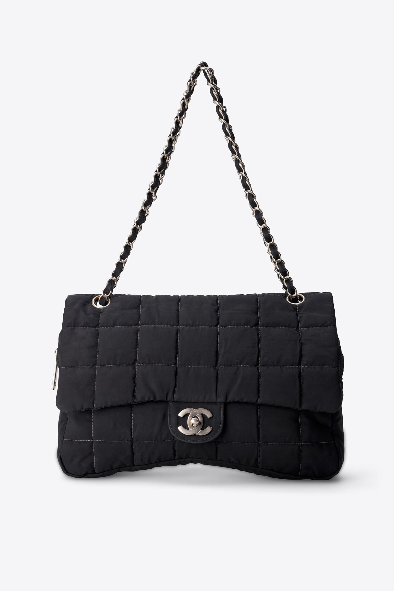 Vintage Chanel Black Nylon Single Flap Bag