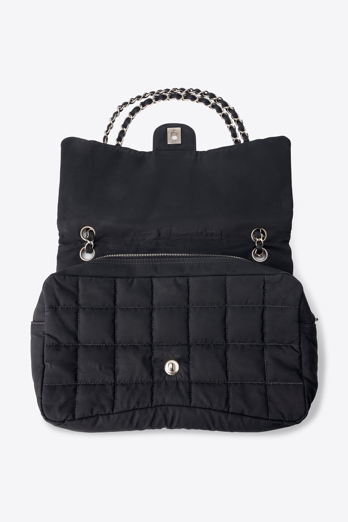 Vintage Chanel Black Nylon Single Flap Bag