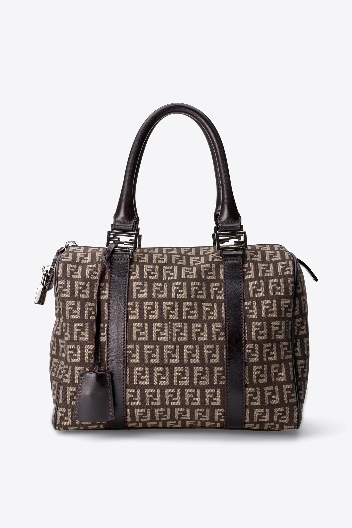 Vintage Fendi Brown Zucchino Boston Bag