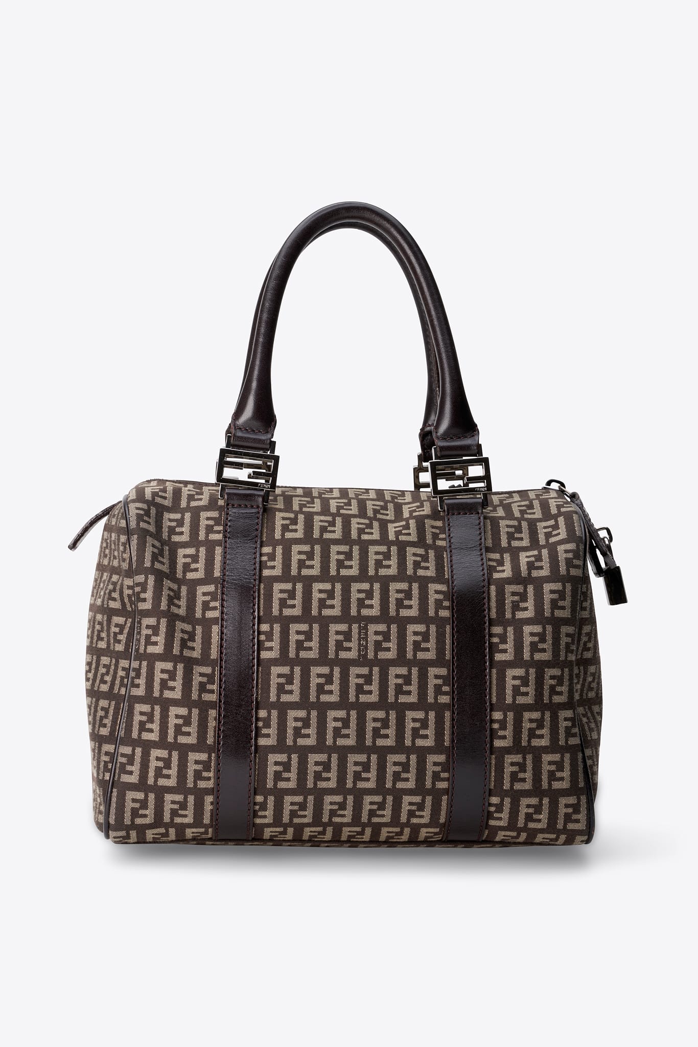 Vintage Fendi Brown Zucchino Boston Bag