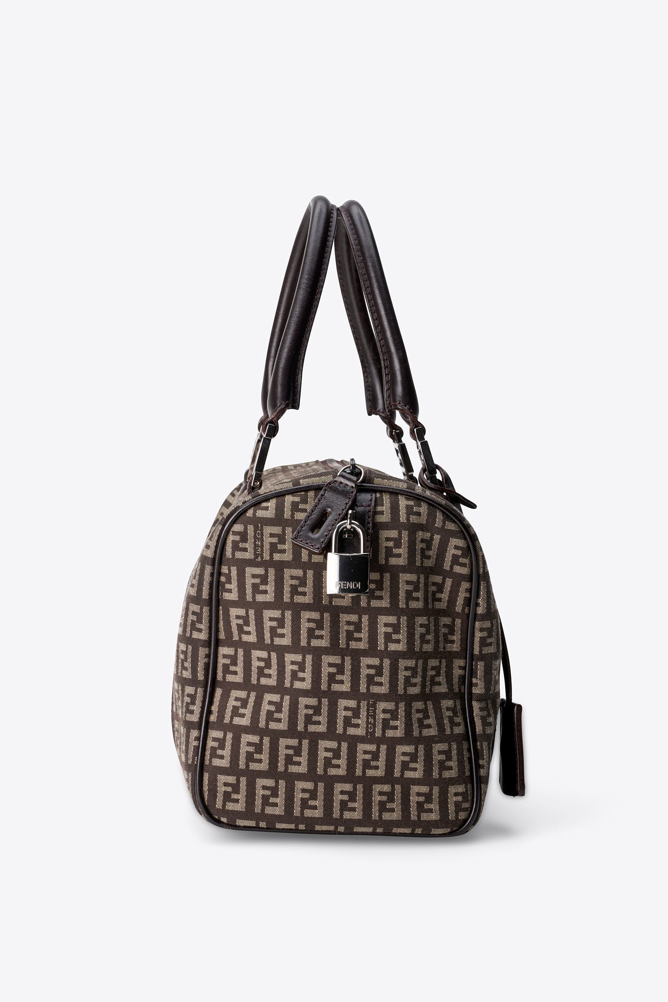 Vintage Fendi Brown Zucchino Boston Bag