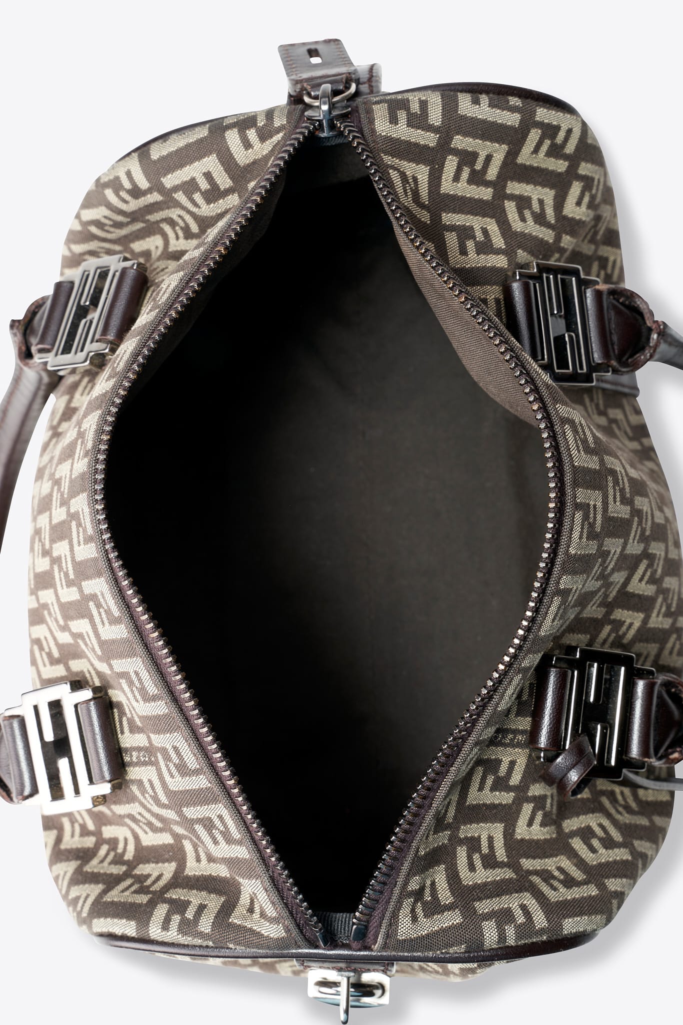 Vintage Fendi Brown Zucchino Boston Bag