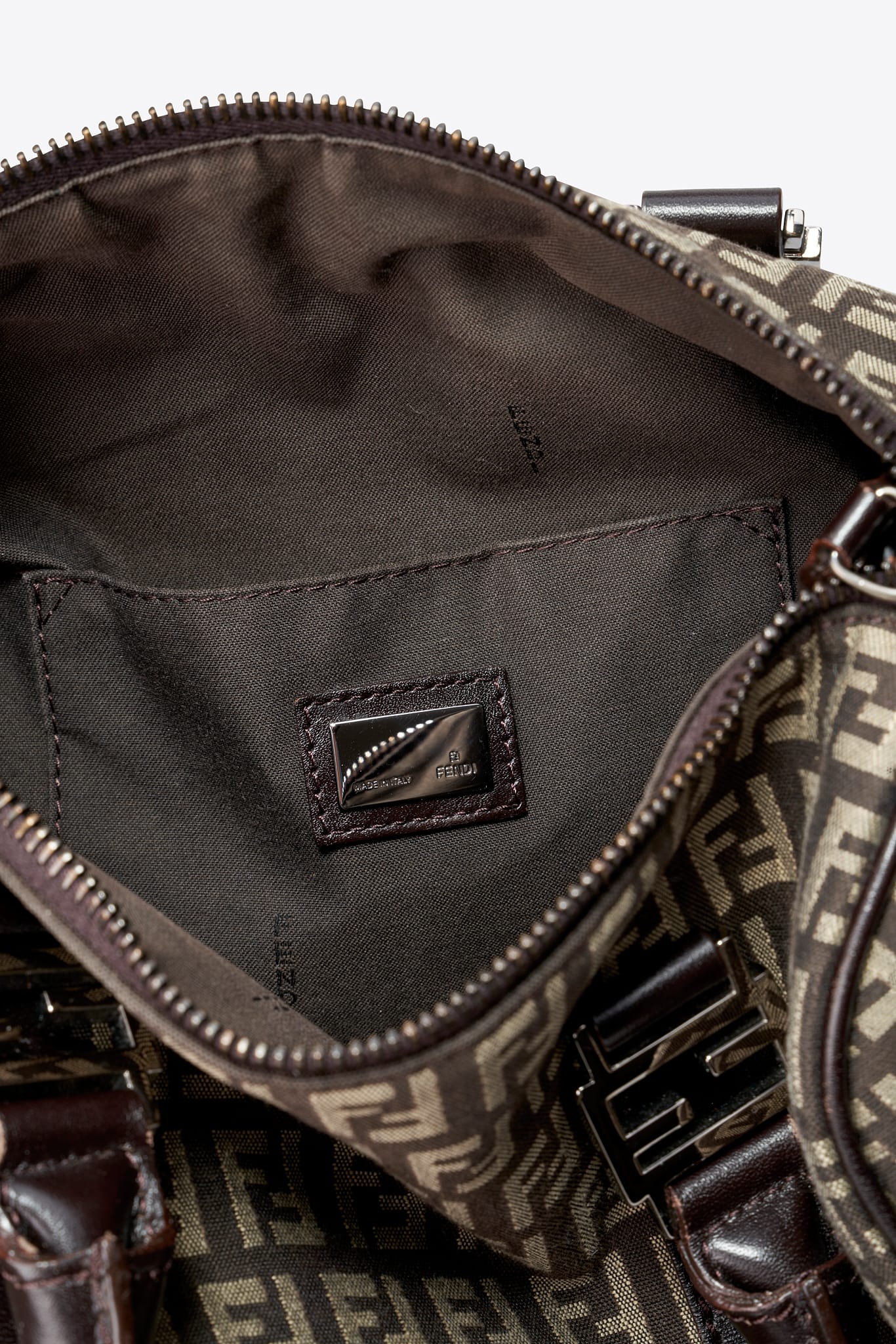 Vintage Fendi Brown Zucchino Boston Bag