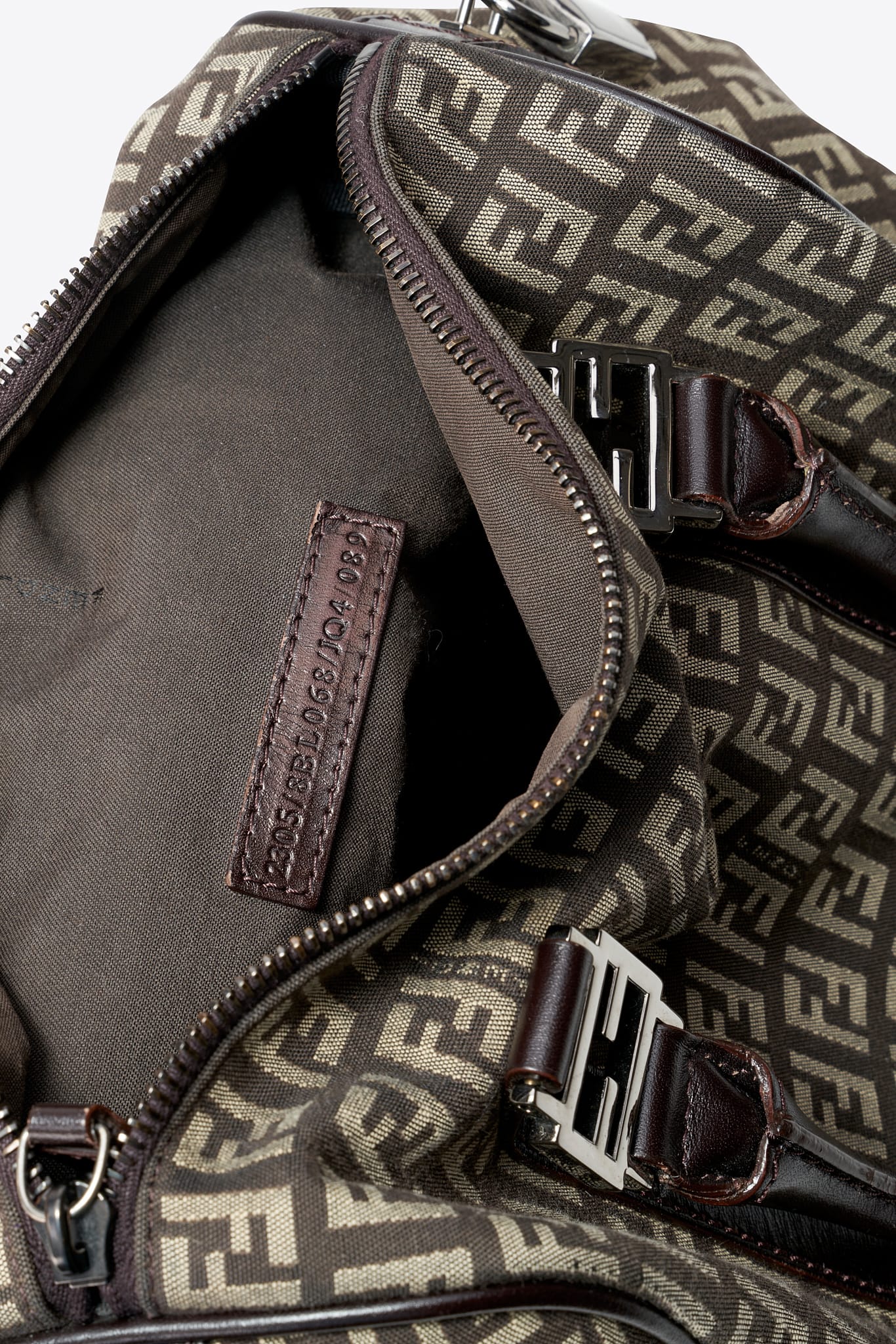 Vintage Fendi Brown Zucchino Boston Bag