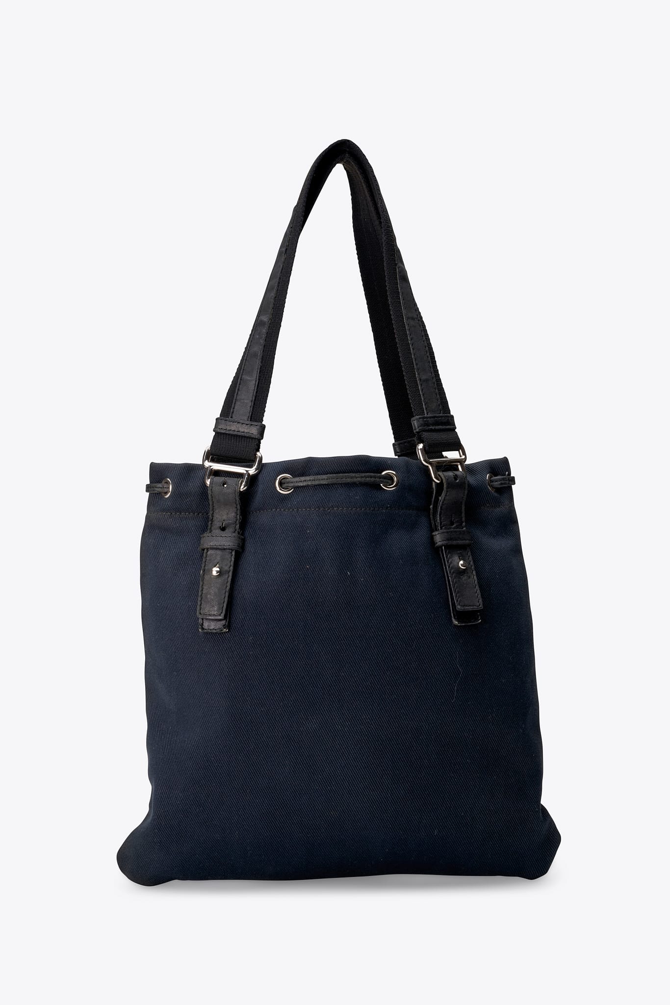 Vintage Yves Saint Laurent Black Cotton Monogram Tote Bag