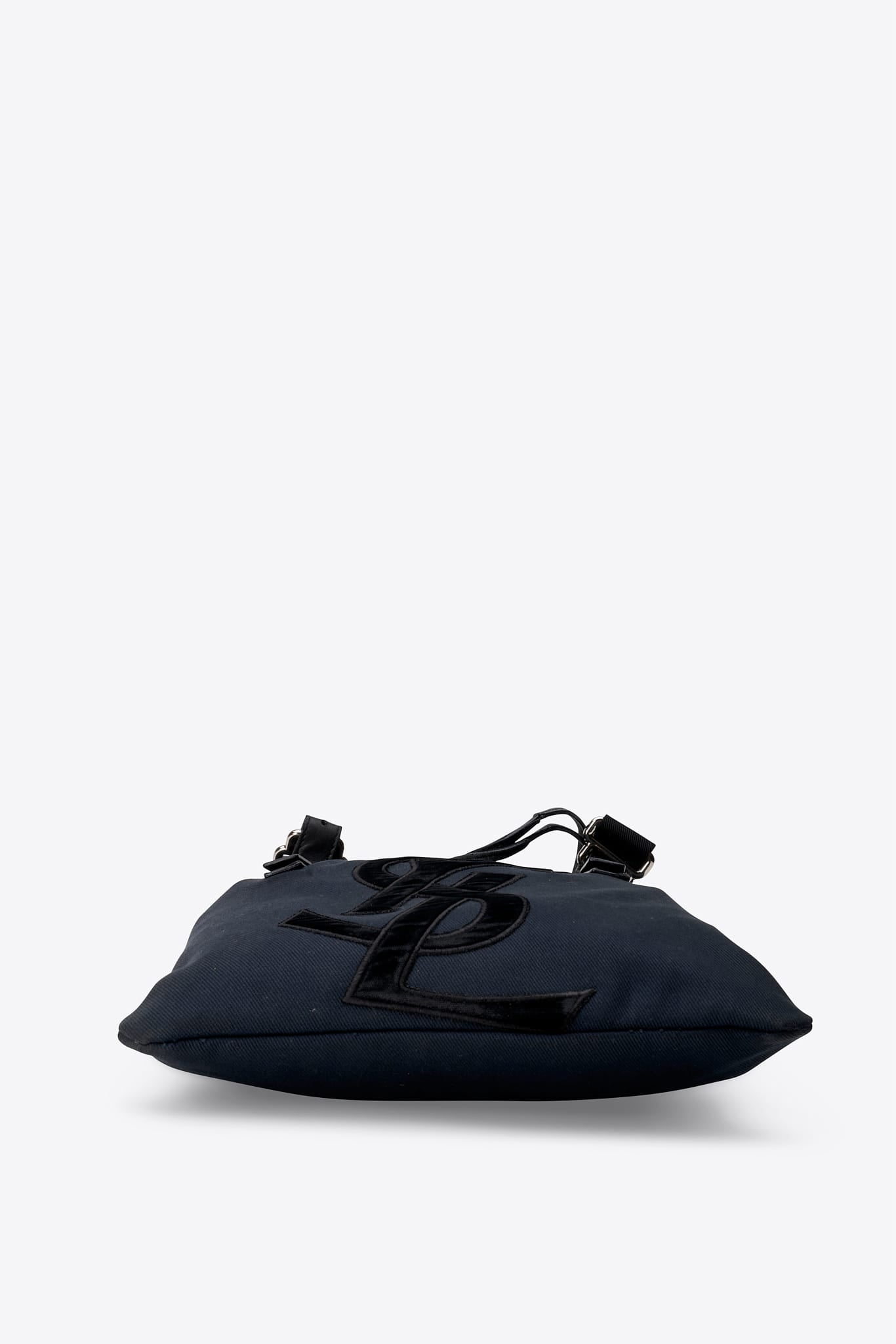 Vintage Yves Saint Laurent Black Cotton Monogram Tote Bag