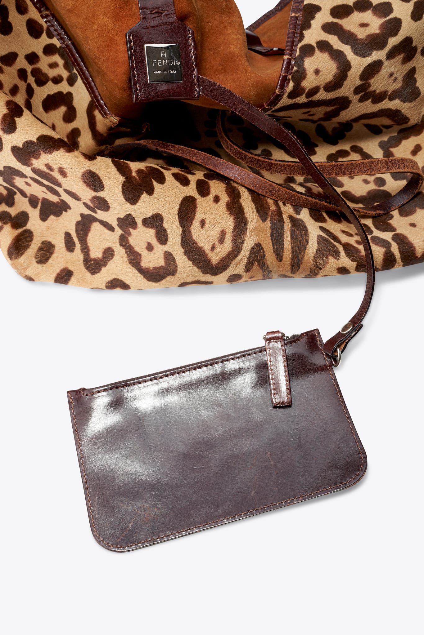 Vintage Fendi Leopard Print Calf Hair Tote Bag