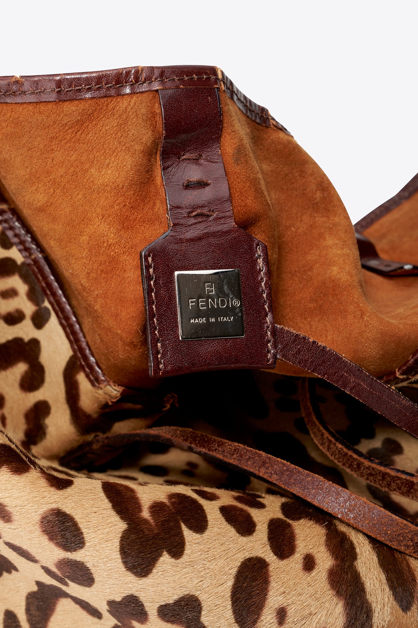 Vintage Fendi Leopard Print Calf Hair Tote Bag