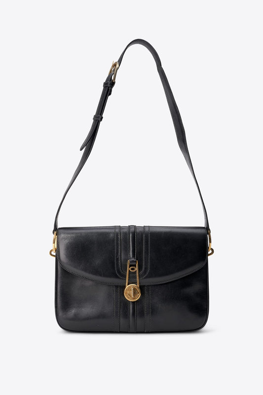 Vintage Gucci Black Leather Shoulder Bag