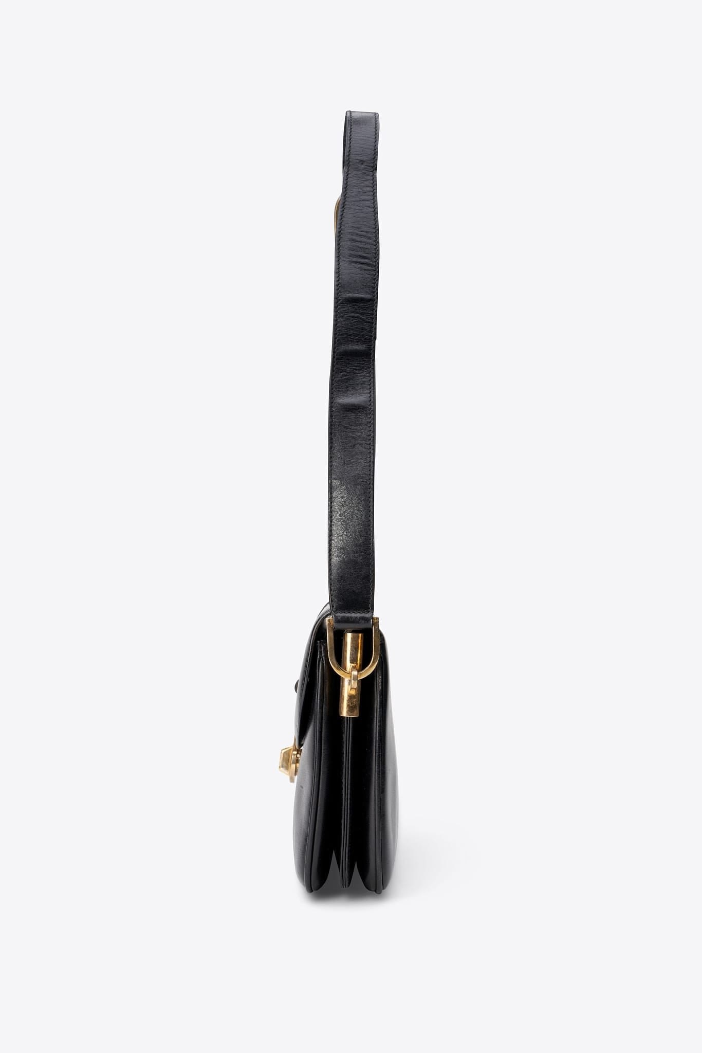 Vintage Gucci Black Leather Shoulder Bag