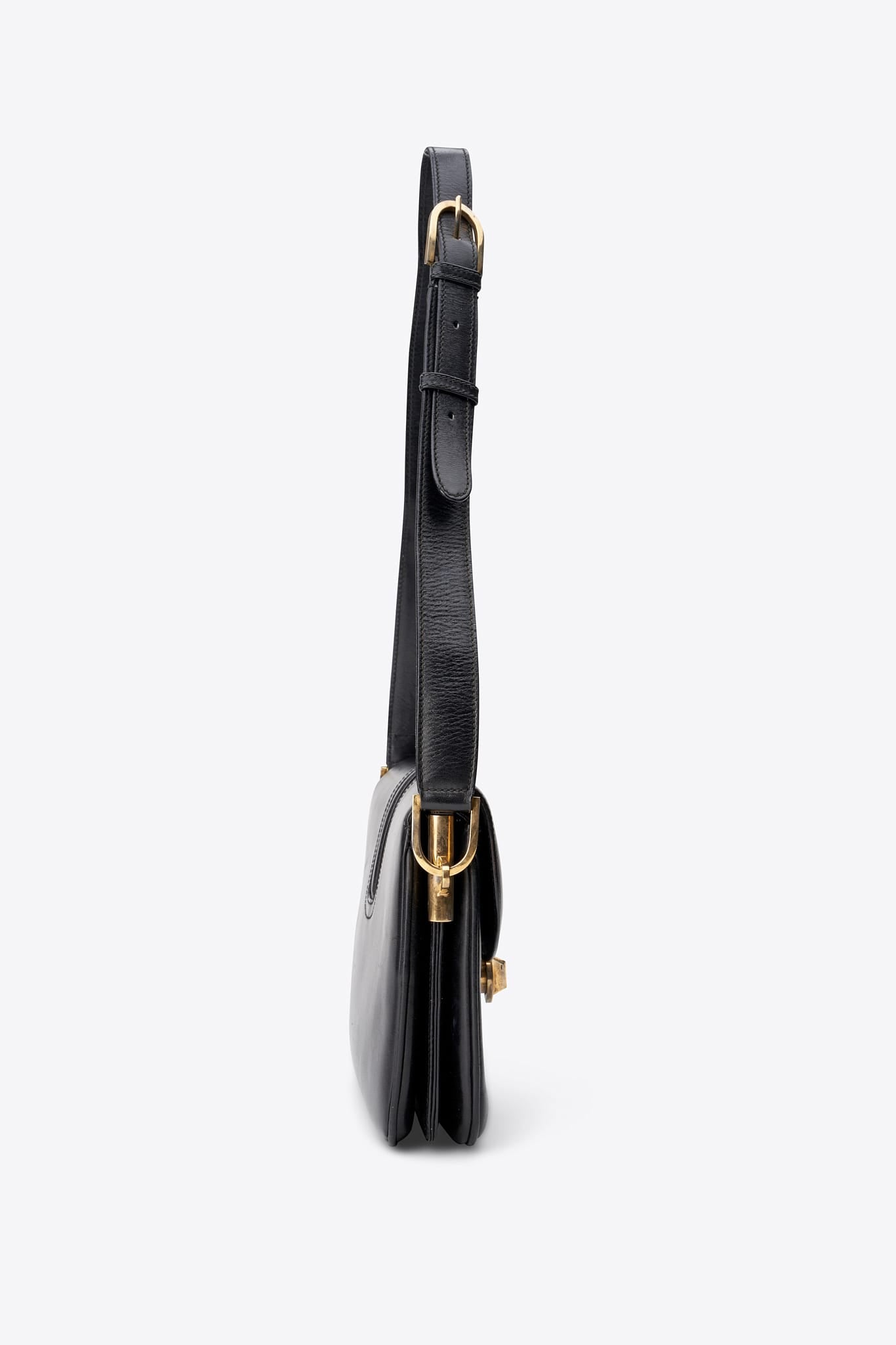 Vintage Gucci Black Leather Shoulder Bag