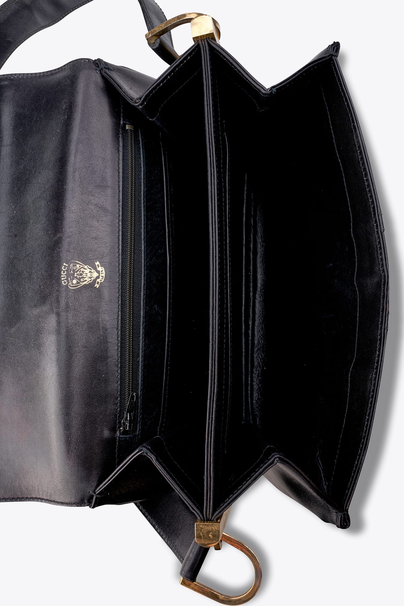 Vintage Gucci Black Leather Shoulder Bag