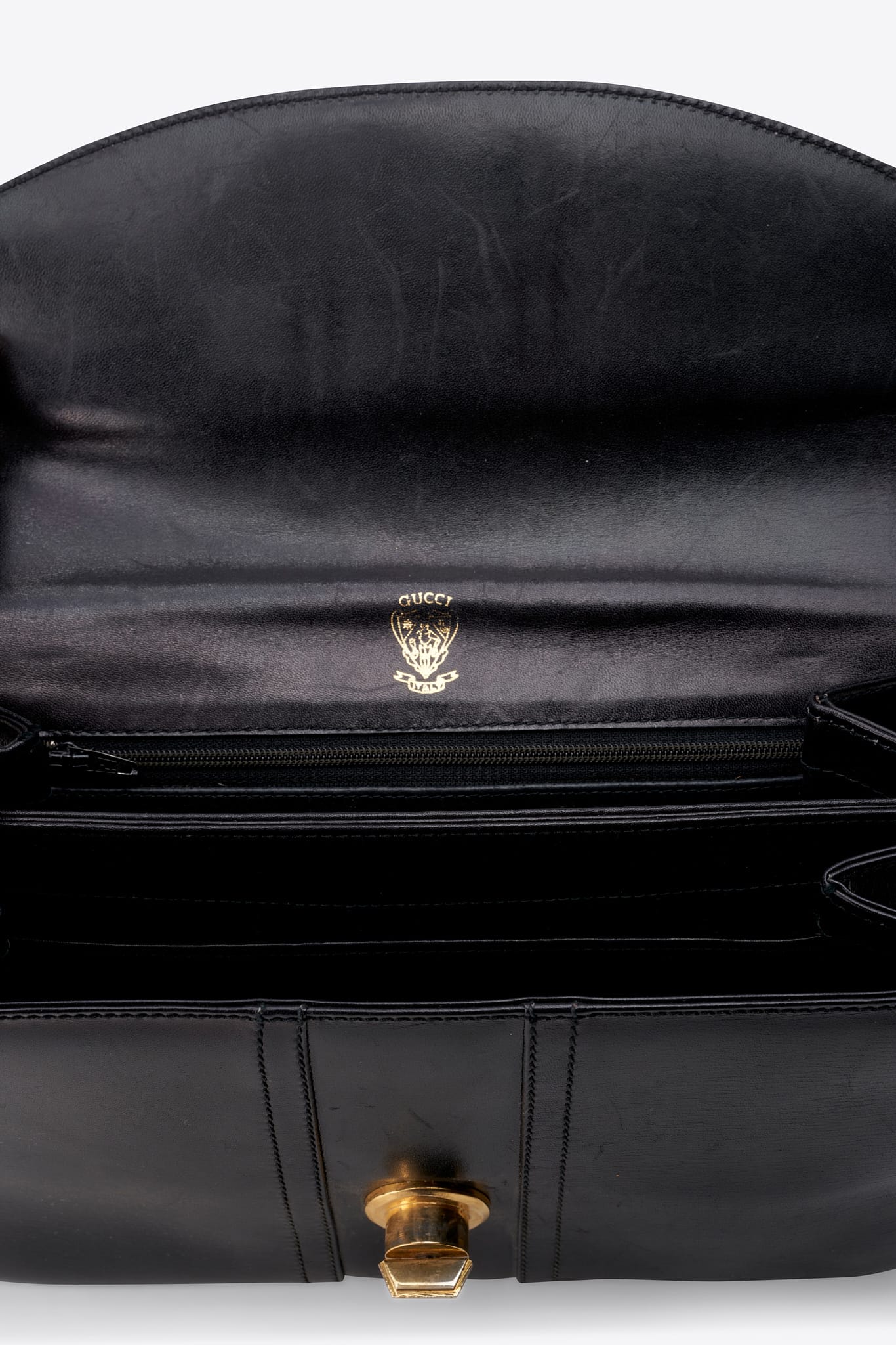 Vintage Gucci Black Leather Shoulder Bag