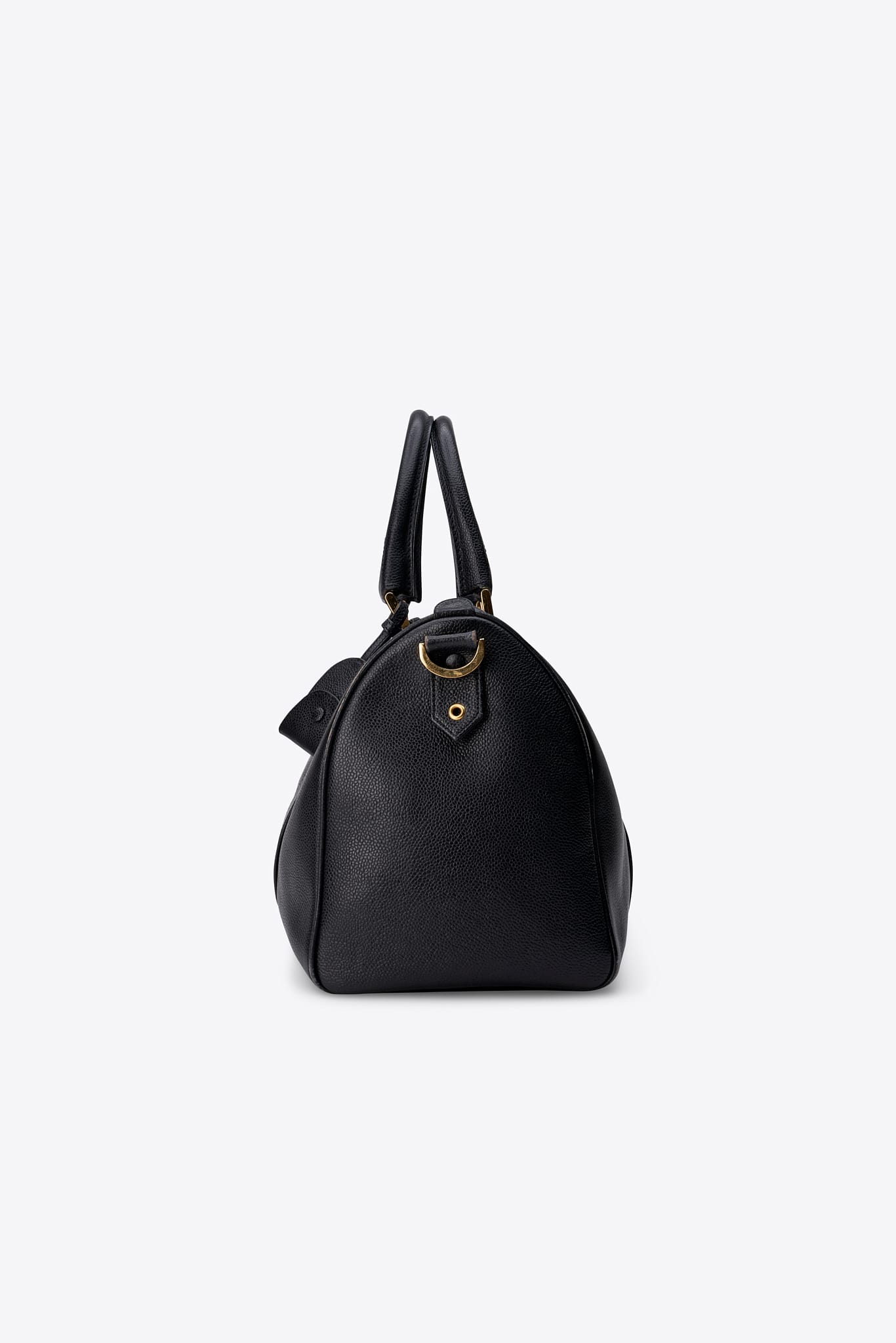 Vintage Chanel Boston Bag Black Caviar Leather With Gold Tone Hardware