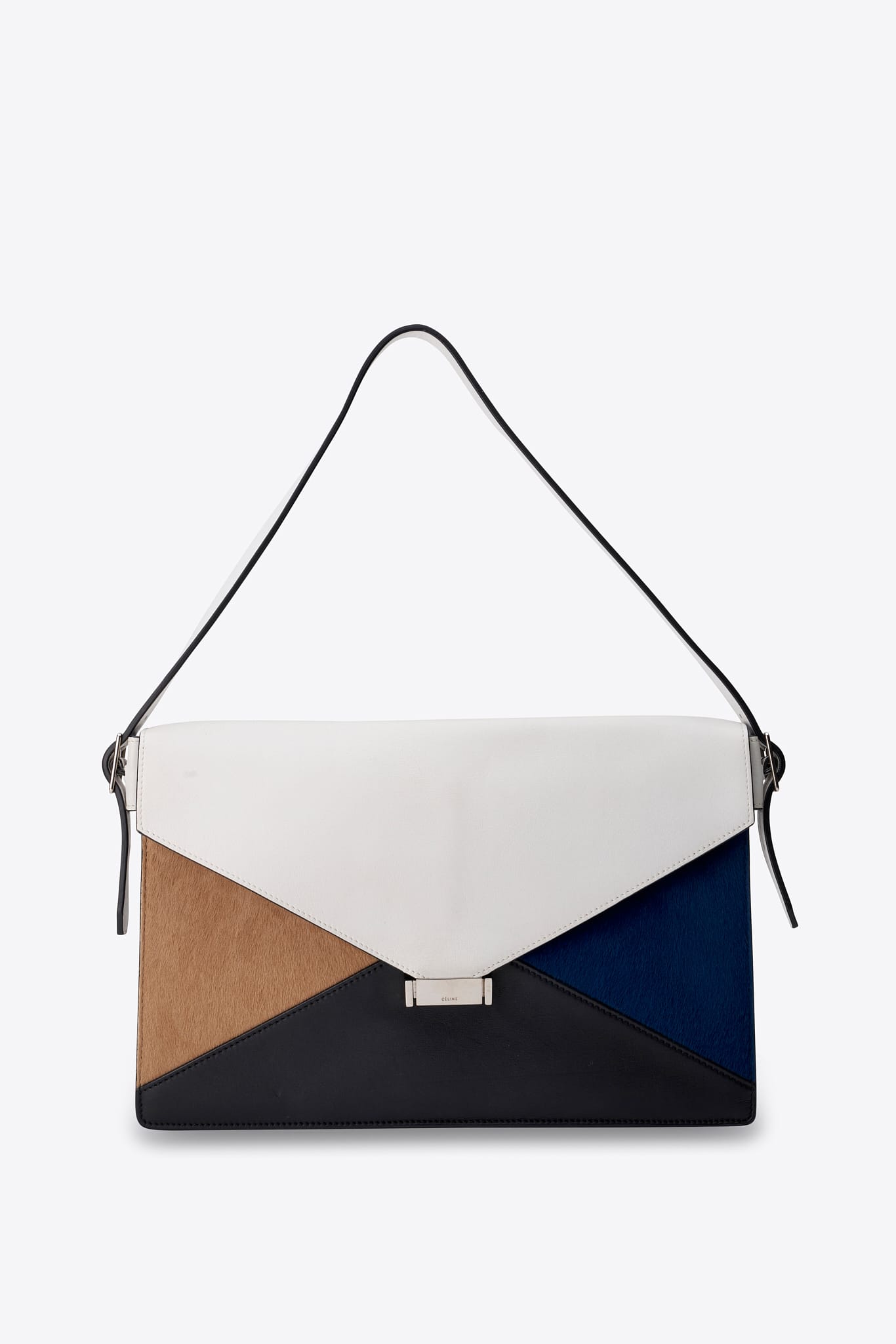 Vintage Céline By Phoebe Philo Tricolour Calf Hair And Leather Shoulder Bag