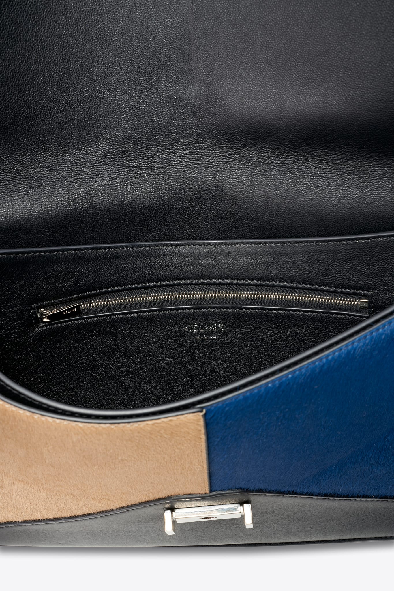 Vintage Céline By Phoebe Philo Tricolour Calf Hair And Leather Shoulder Bag