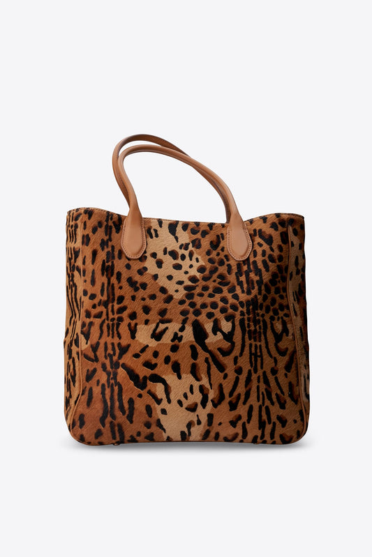 Vintage Iacucci Tote Bag in Leopard Print Calf Hair