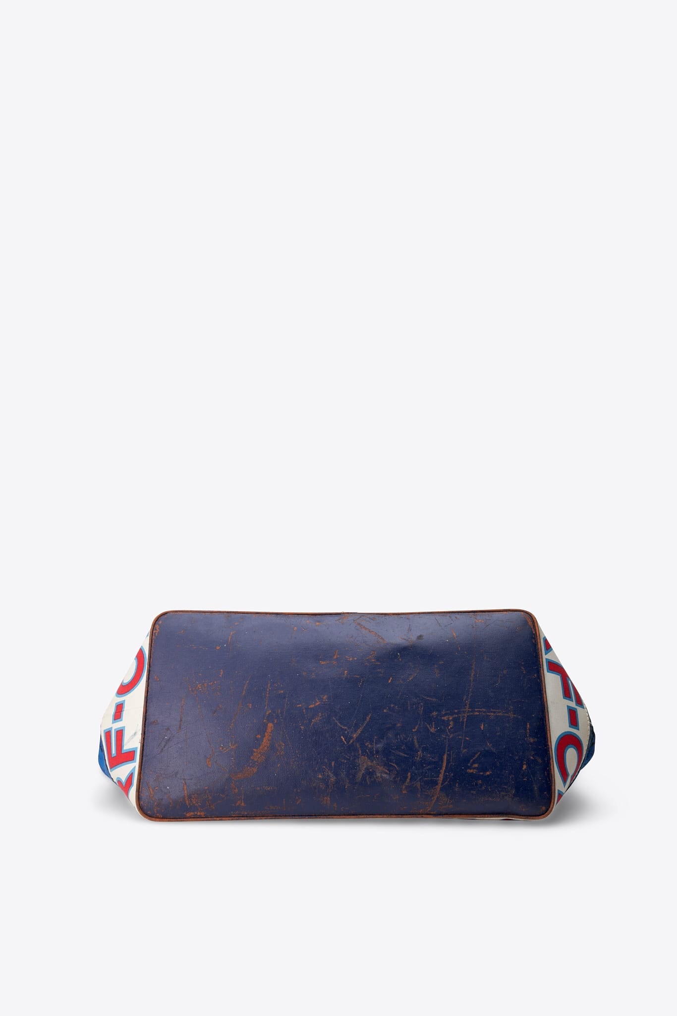 Vintage Chanel Surf Tote Bag Blue Canvas With Red Straps