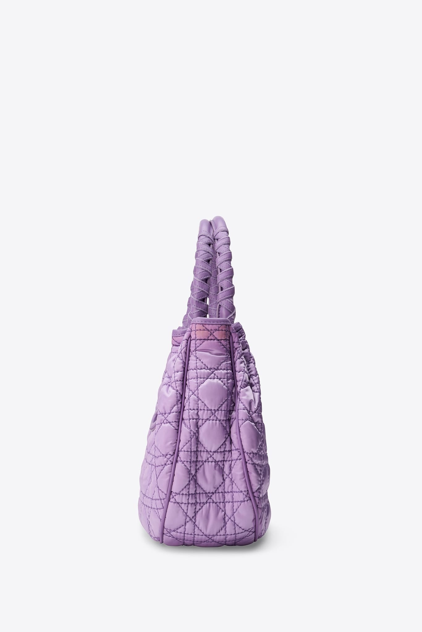 Vintage Christian Dior Purple Cannage Quilted Satin and Leather Charming Tote Bag