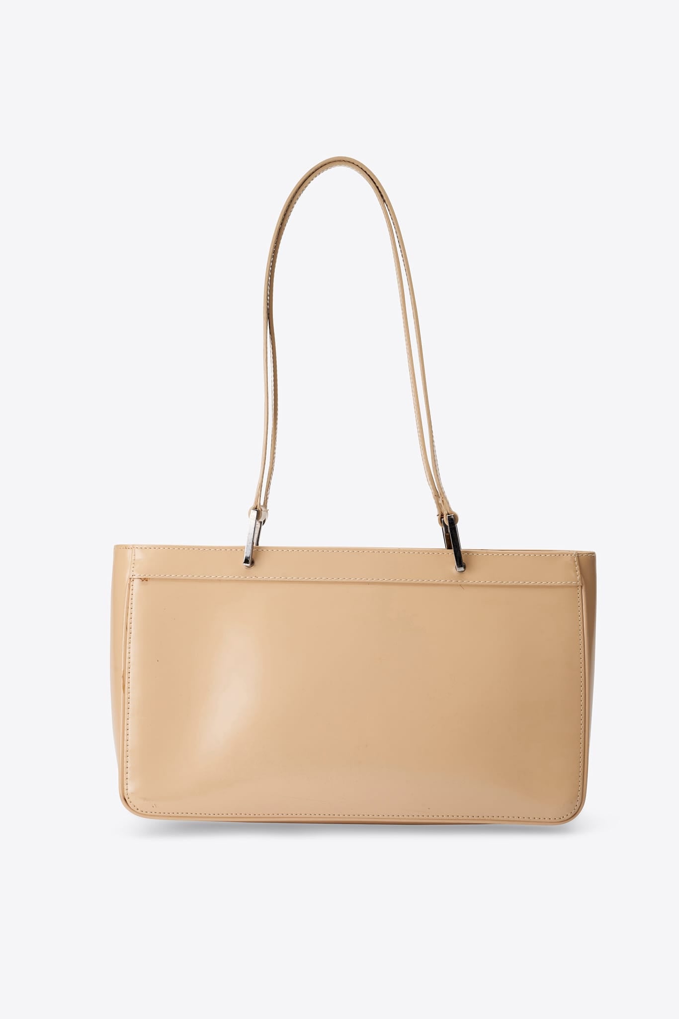 Vintage Gucci Cream Leather Shoulder Bag With Silver Tone Hardware
