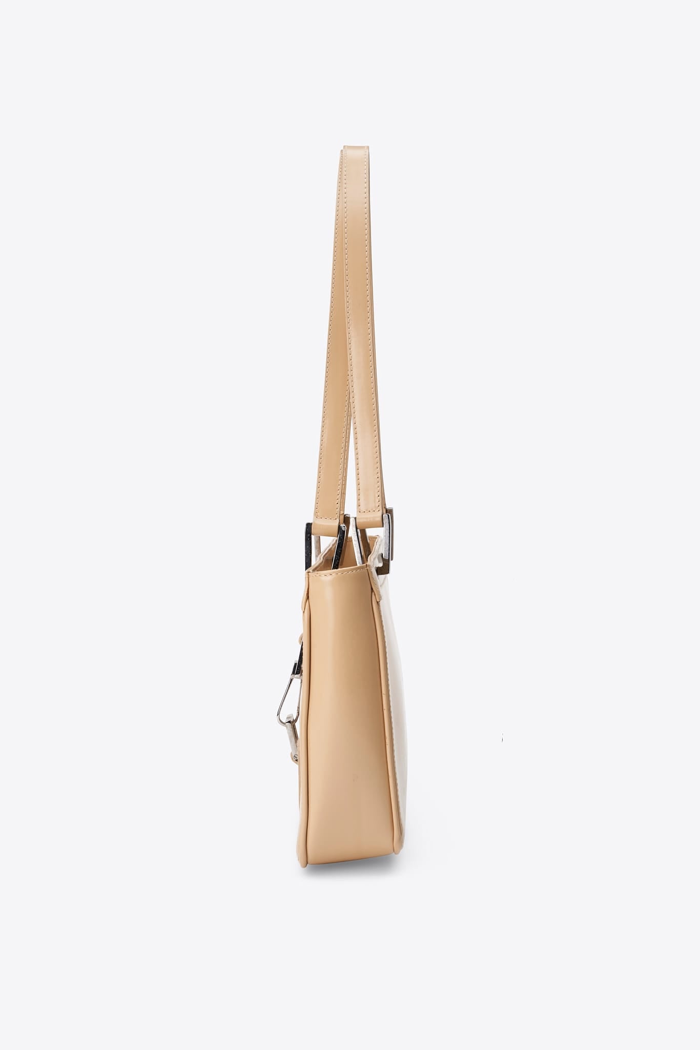 Vintage Gucci Cream Leather Shoulder Bag With Silver Tone Hardware
