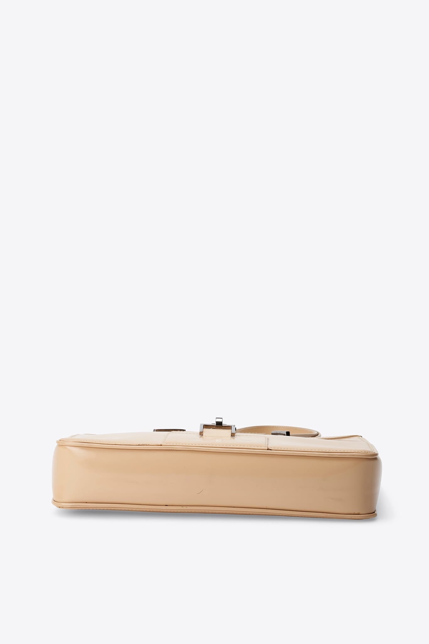 Vintage Gucci Cream Leather Shoulder Bag With Silver Tone Hardware
