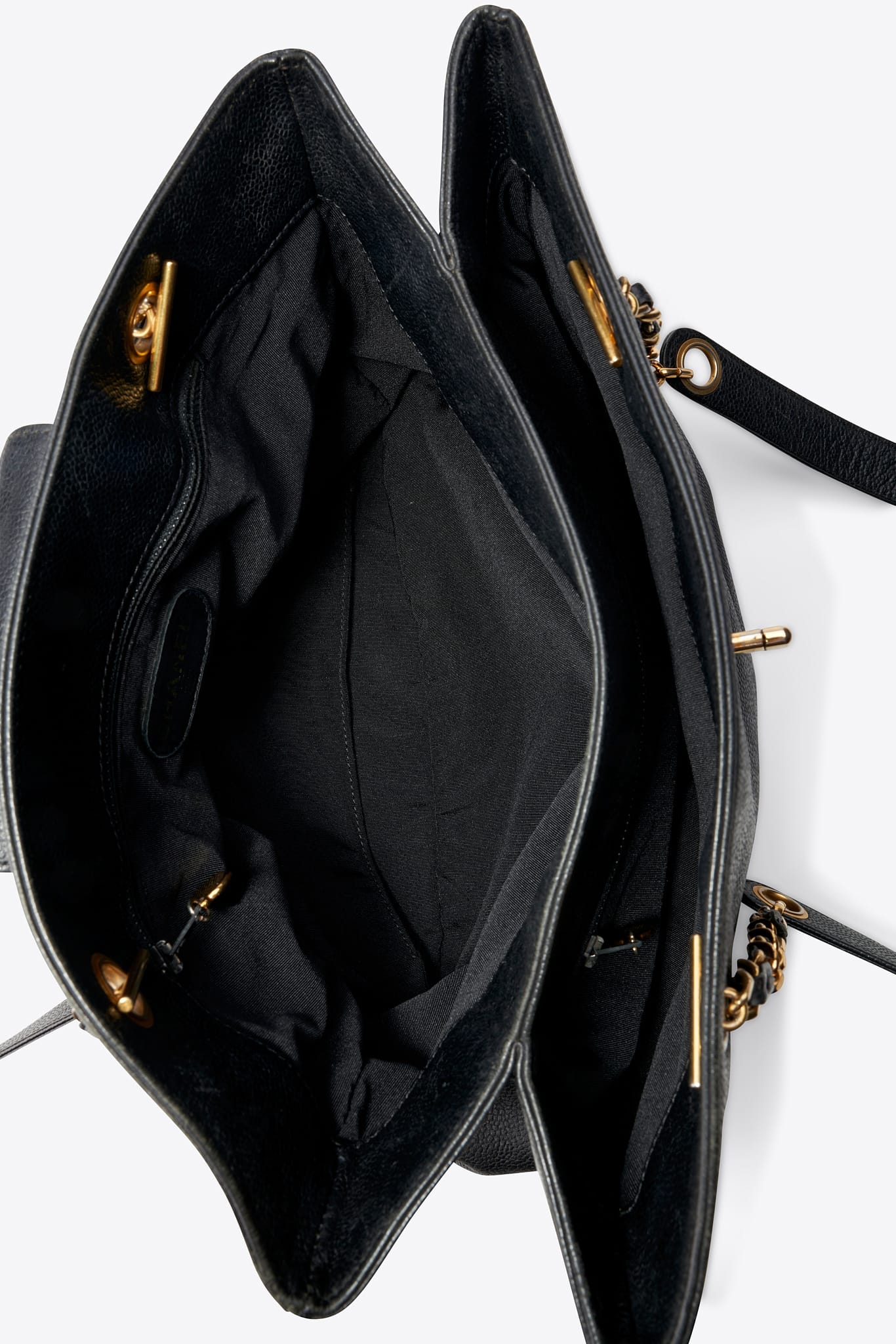 Vintage Chanel Supermodel Tote Bag Black Caviar Leather With 24k Gold Plated Hardware