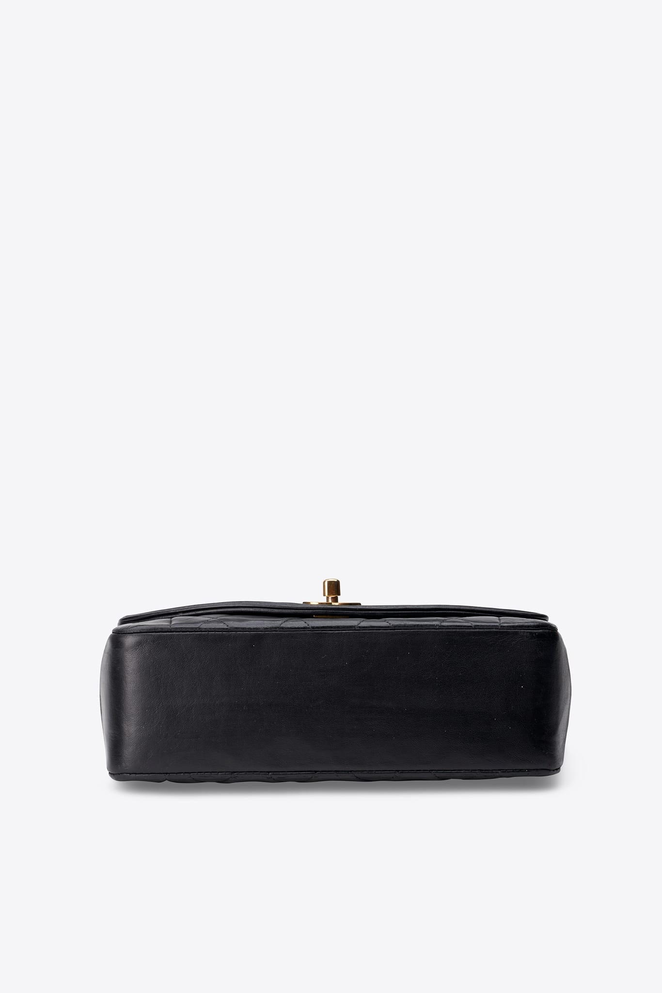 Vintage Chanel Black Lambskin Small Diana Flap Bag With 24K Gold Plated Hardware