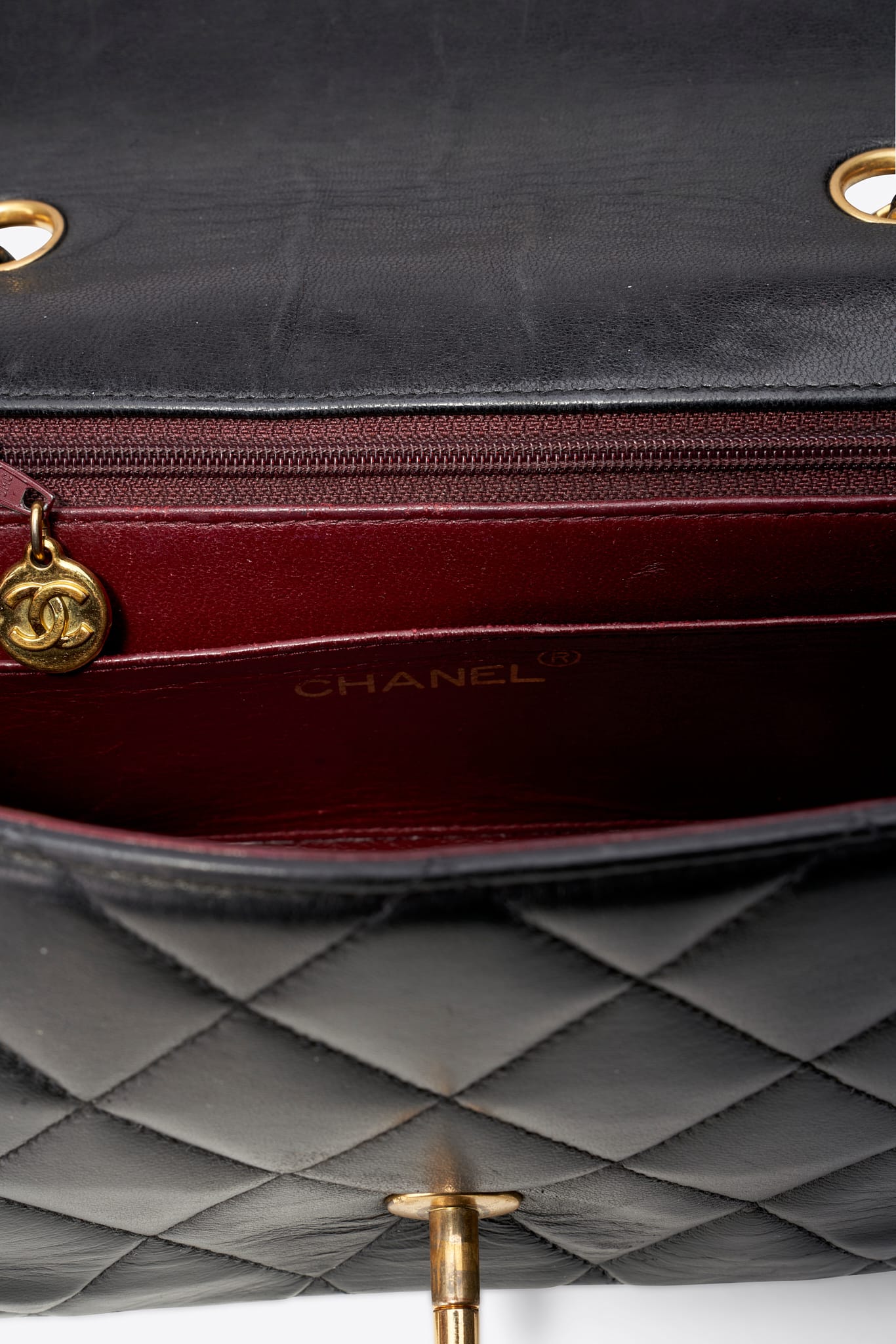 Vintage Chanel Black Lambskin Small Diana Flap Bag With 24K Gold Plated Hardware