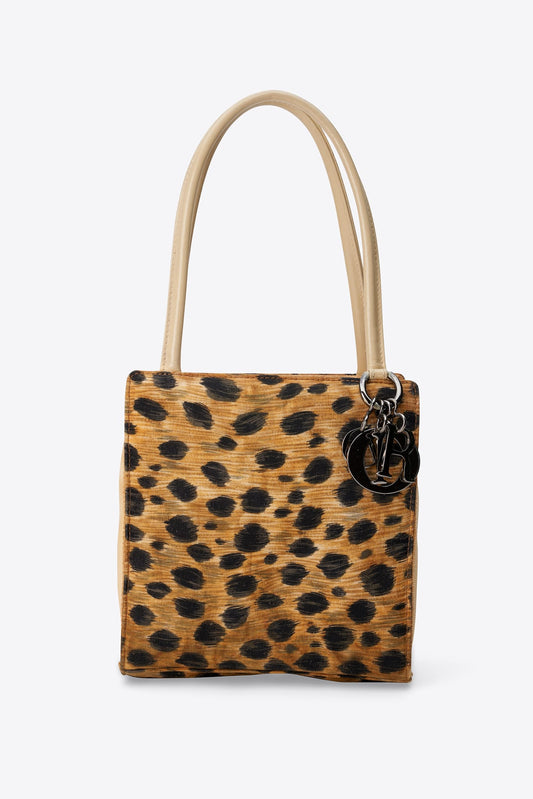 Vintage Dior Leopard Printed Mini Canvas Bag