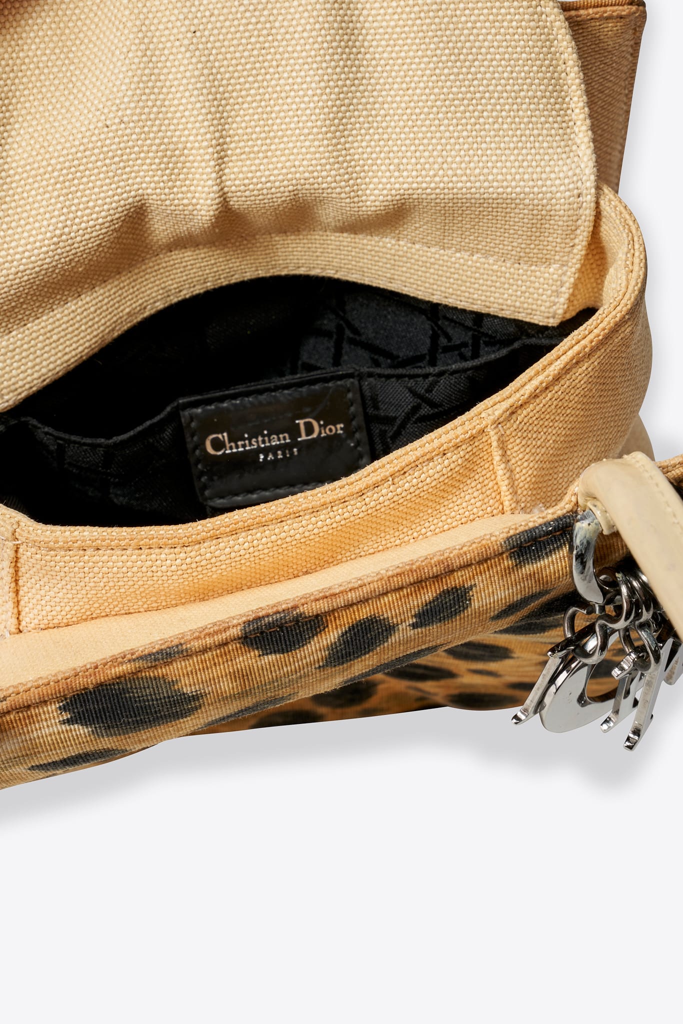 Vintage Dior Leopard Printed Mini Canvas Bag