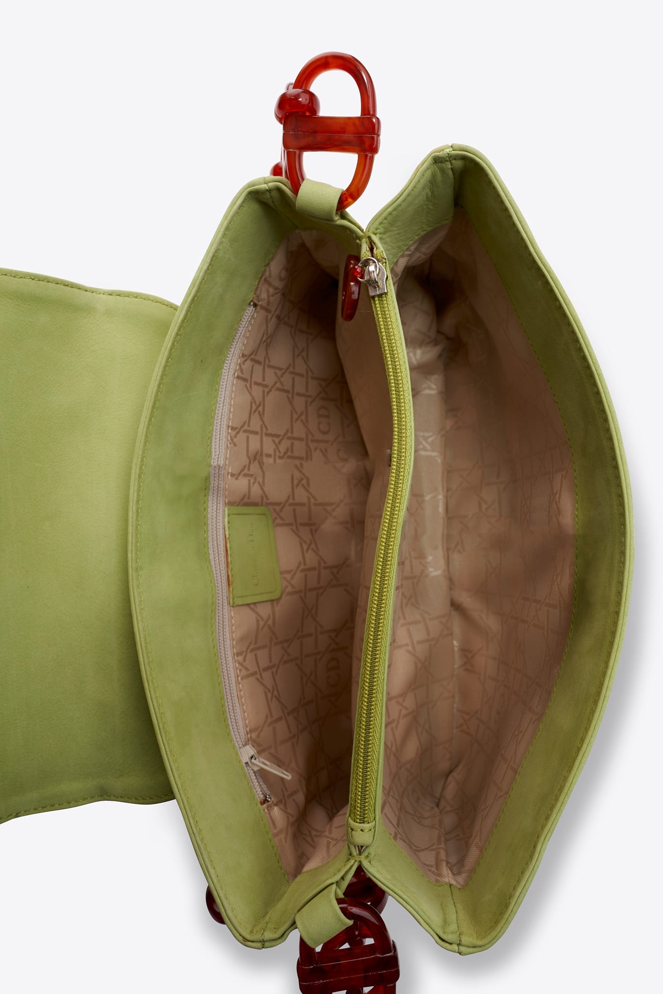 Vintage Christian Dior Green Nubuck Leather Shoulder Bag