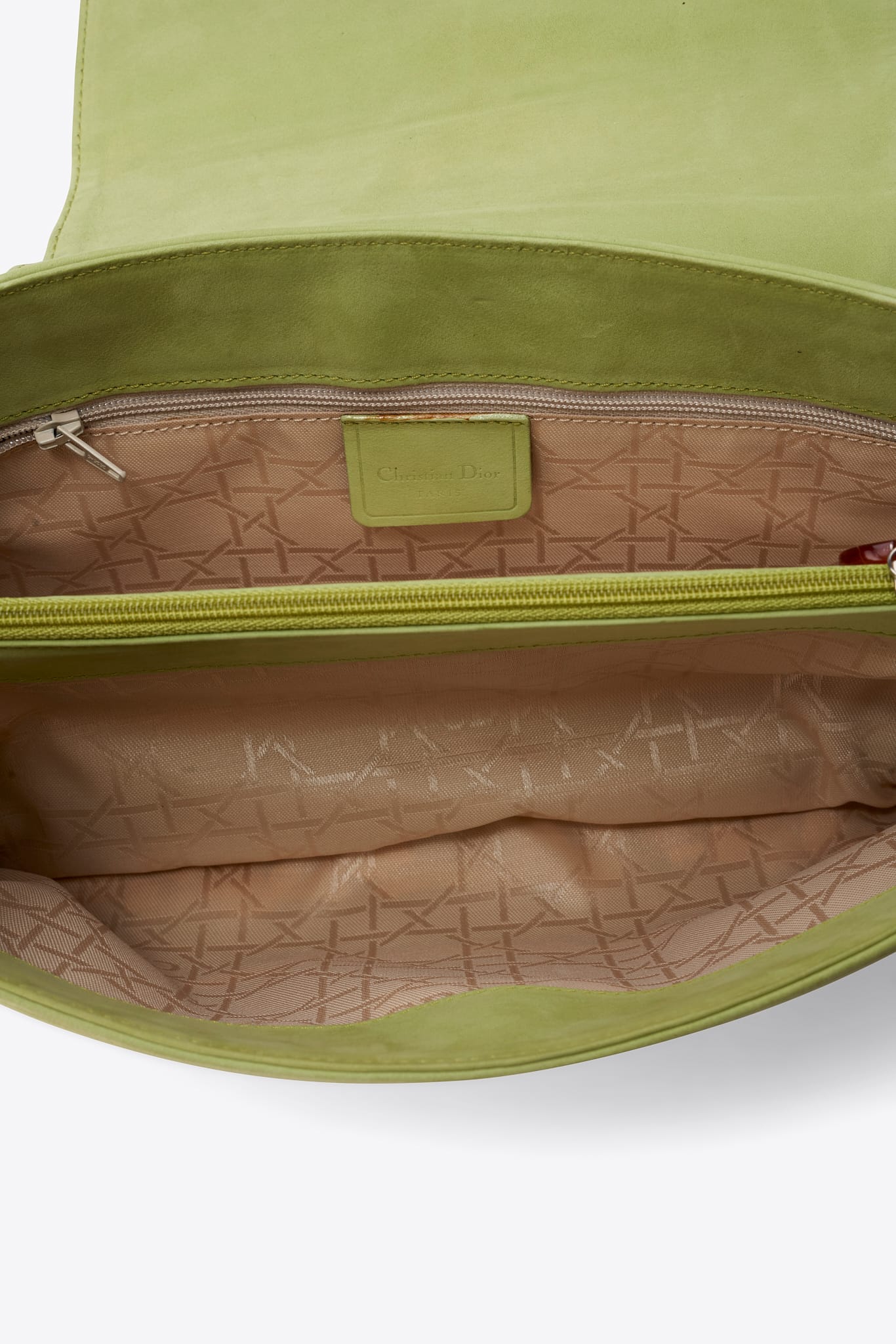 Vintage Christian Dior Green Nubuck Leather Shoulder Bag