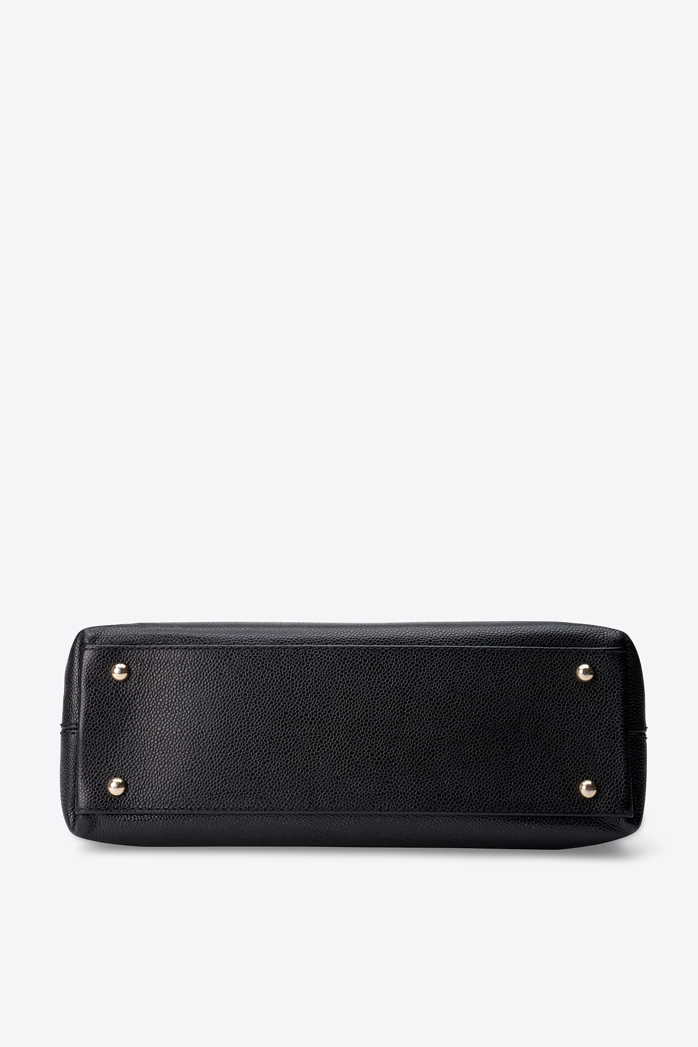 Vintage Chanel Caviar Leather Shoulder Bag with Wood Effect Perspex Puller