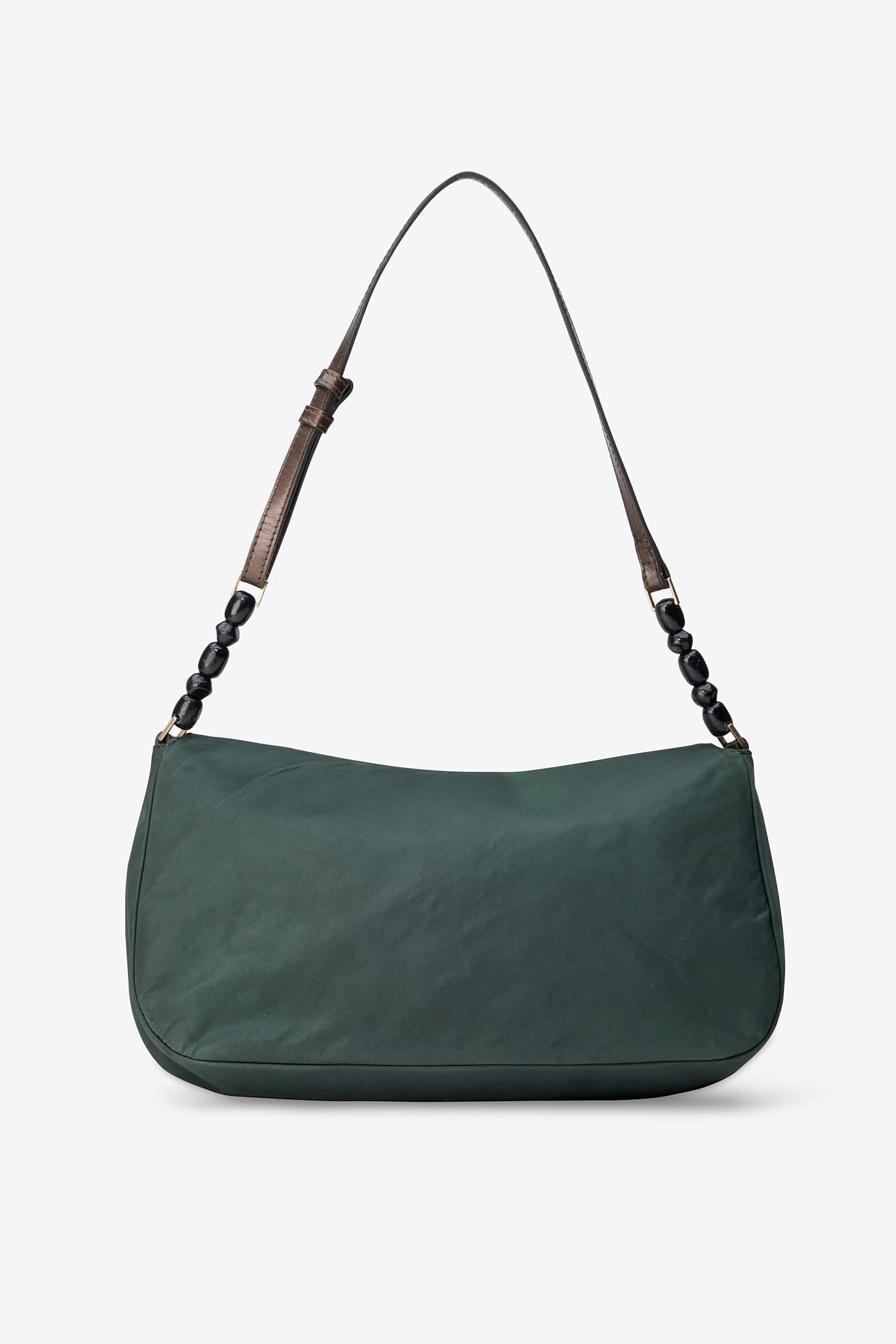 Vintage Christian Dior Green Nylon Malice Bag With Beaded Strap