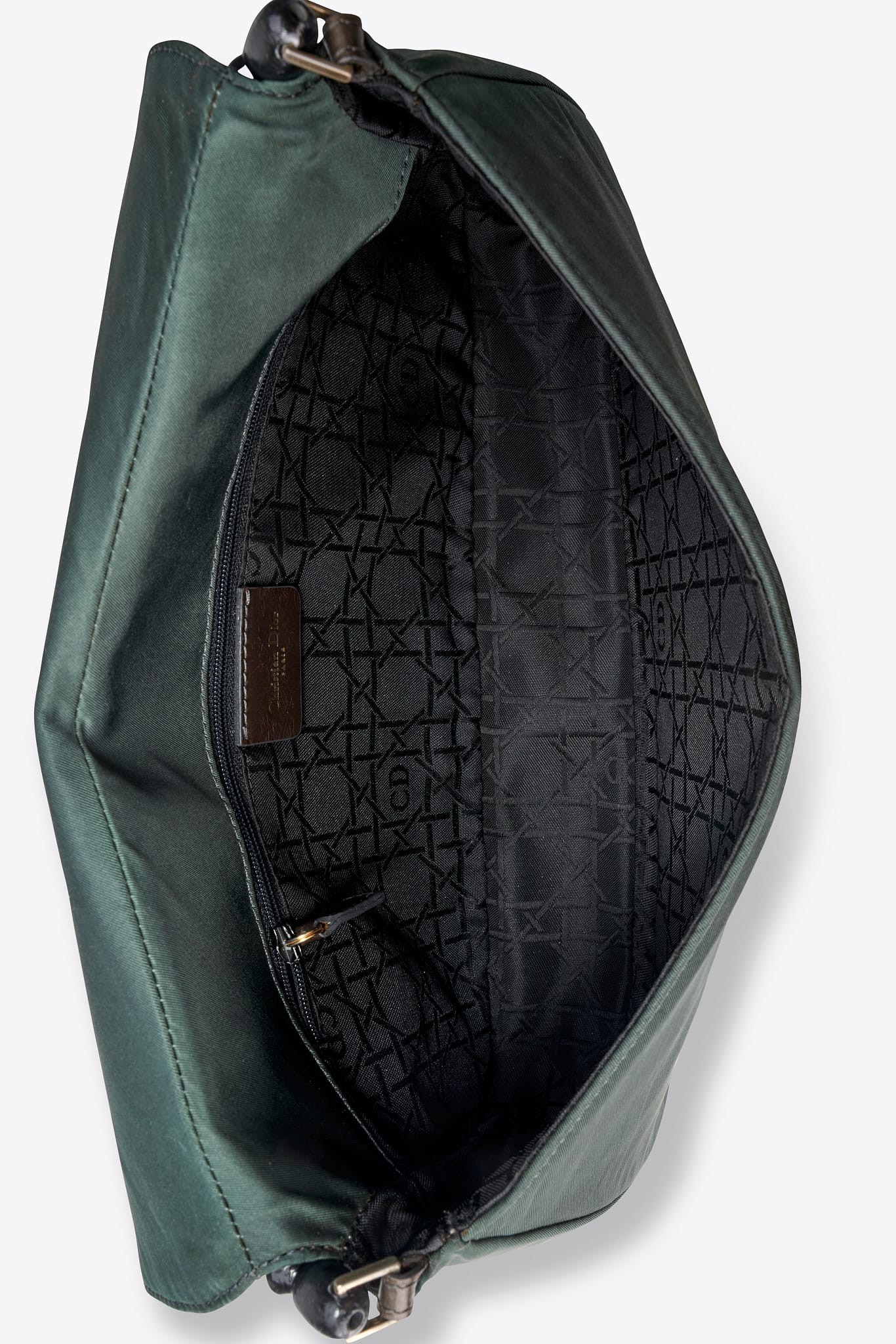 Vintage Christian Dior Green Nylon Malice Bag With Beaded Strap