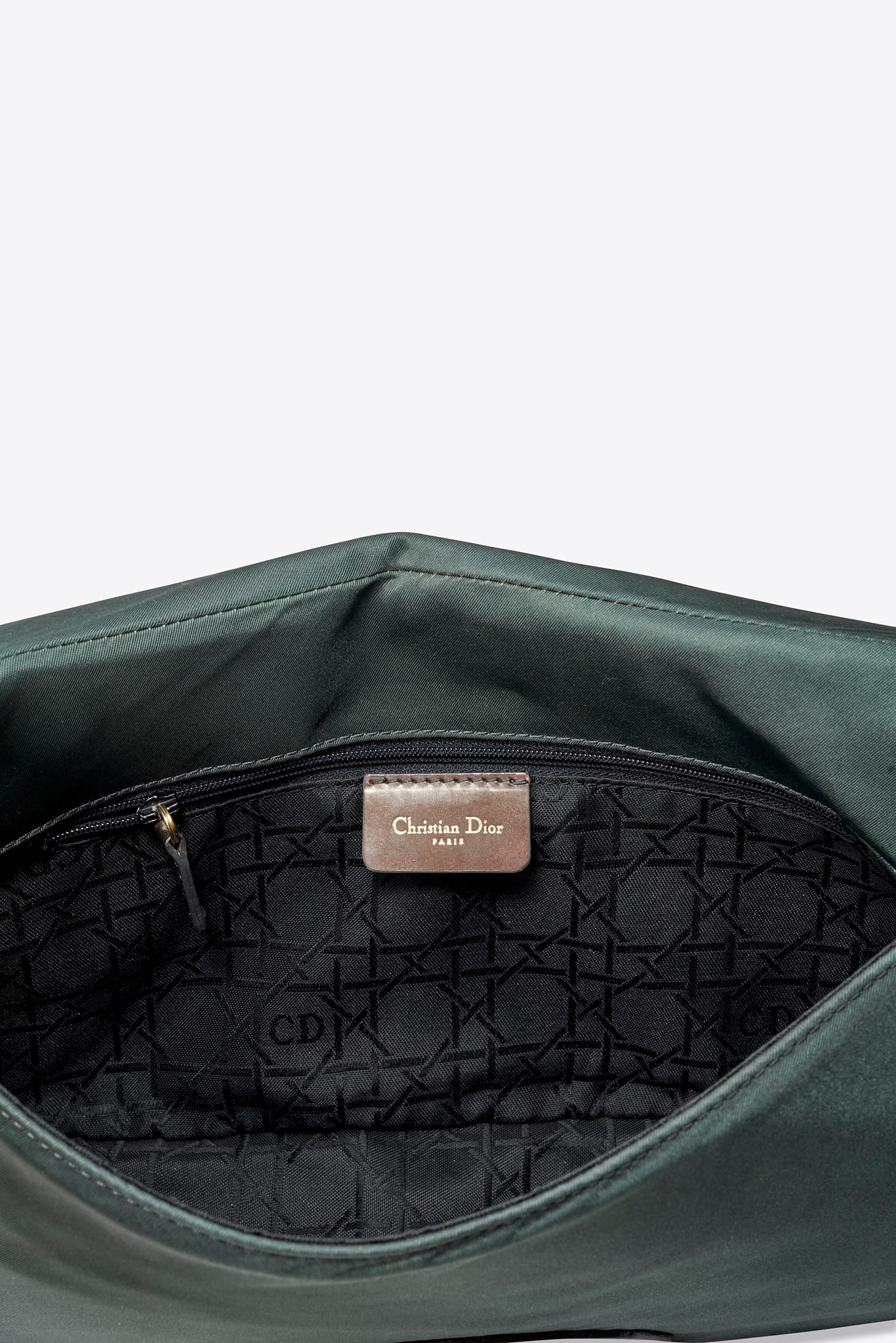 Vintage Christian Dior Green Nylon Malice Bag With Beaded Strap