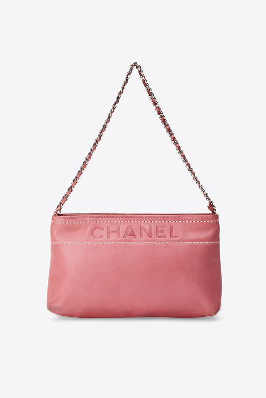 Vintage Chanel Pink Leather Chain Shoulder Bag