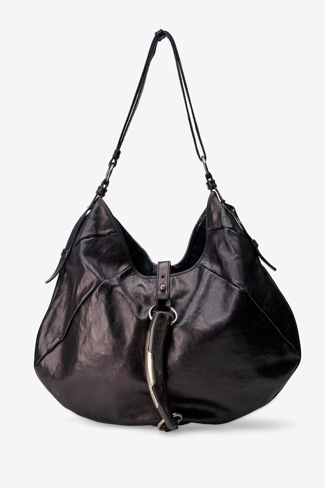 Vintage YSL Mombasa Black Leather Shoulder Bag