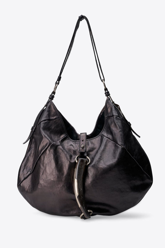 Vintage YSL Mombasa Black Leather Shoulder Bag