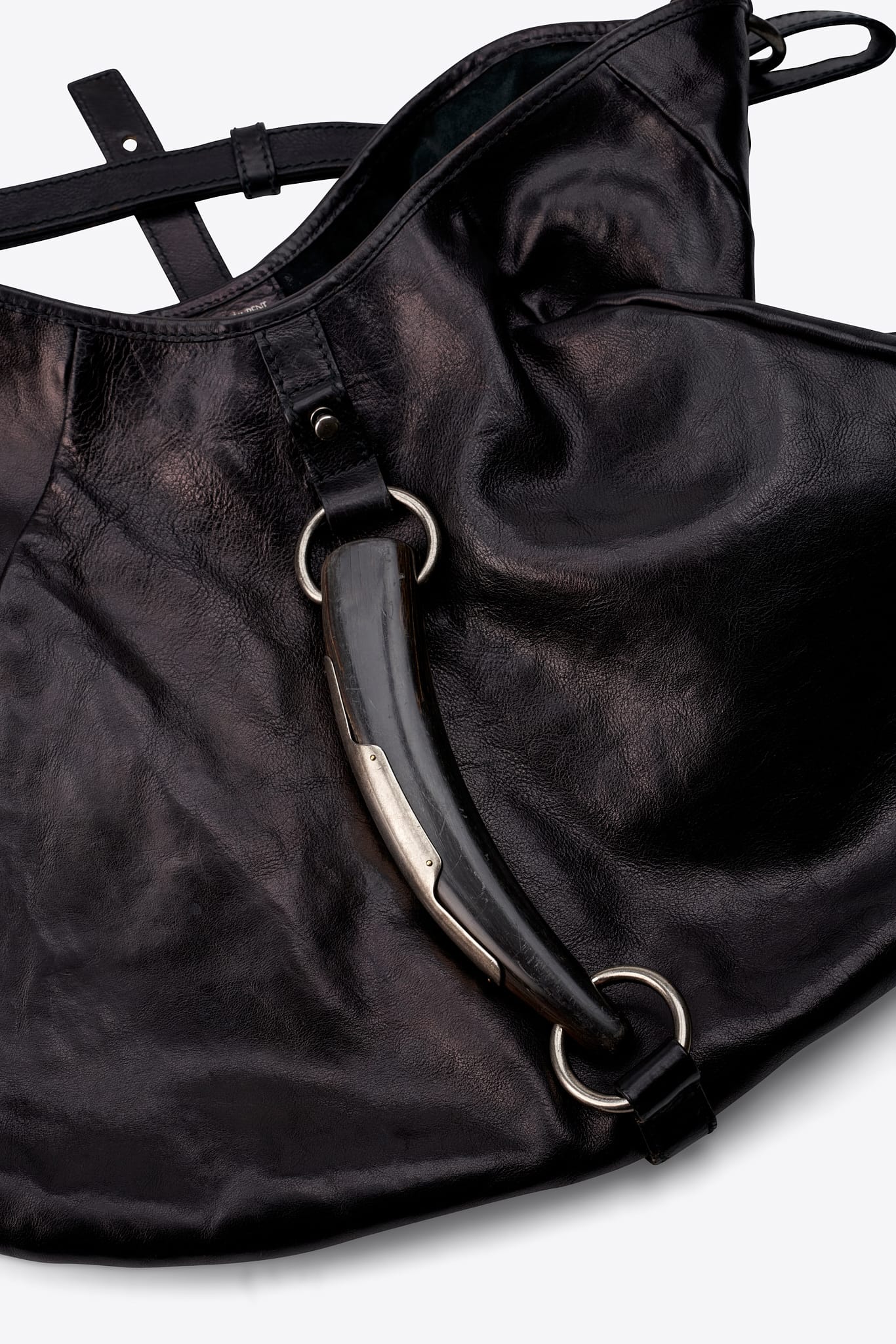 Vintage YSL Mombasa Black Leather Shoulder Bag