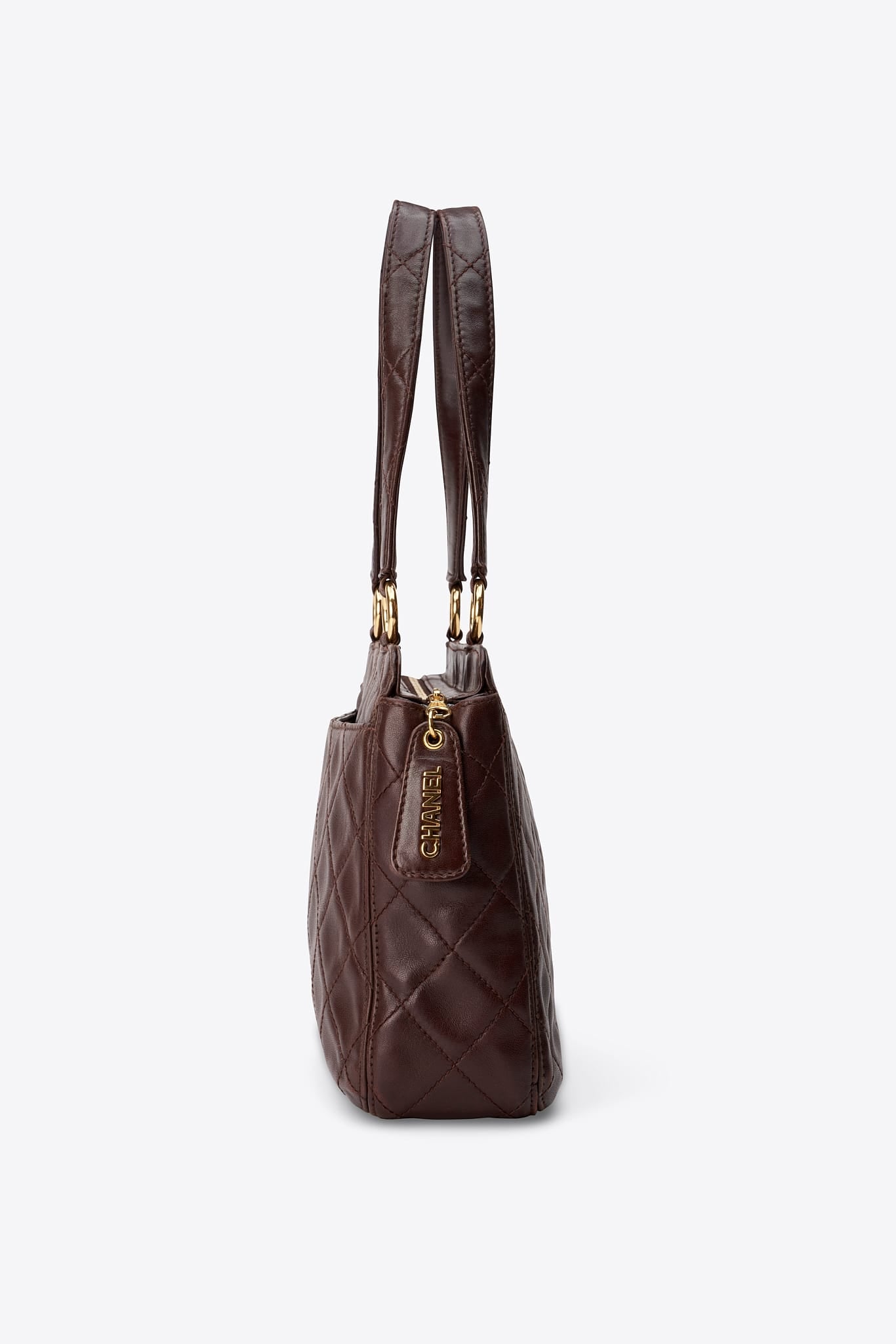 Vintage Chanel Chocolate Brown Quilted Leather Shoulder Bag