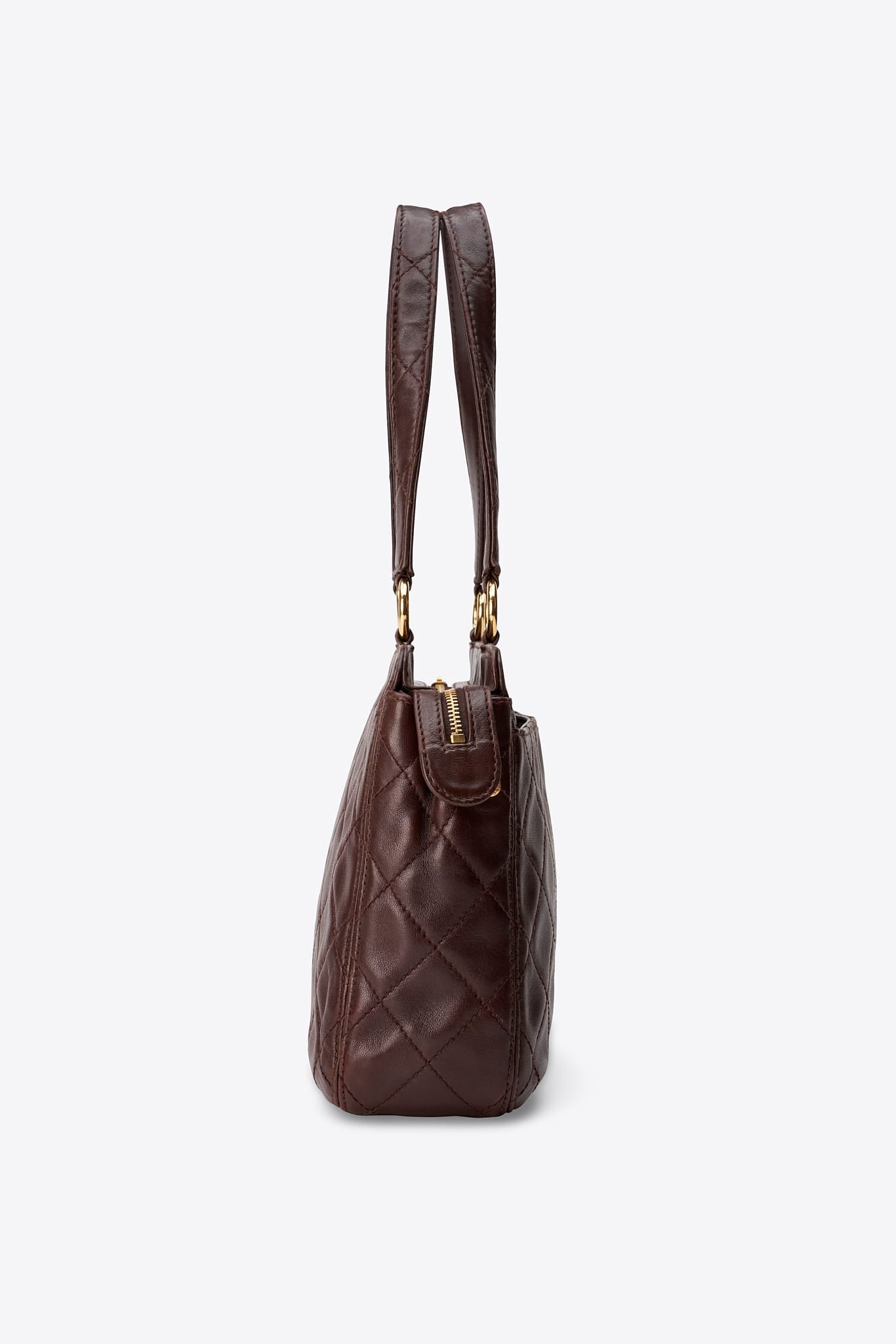 Vintage Chanel Chocolate Brown Quilted Leather Shoulder Bag