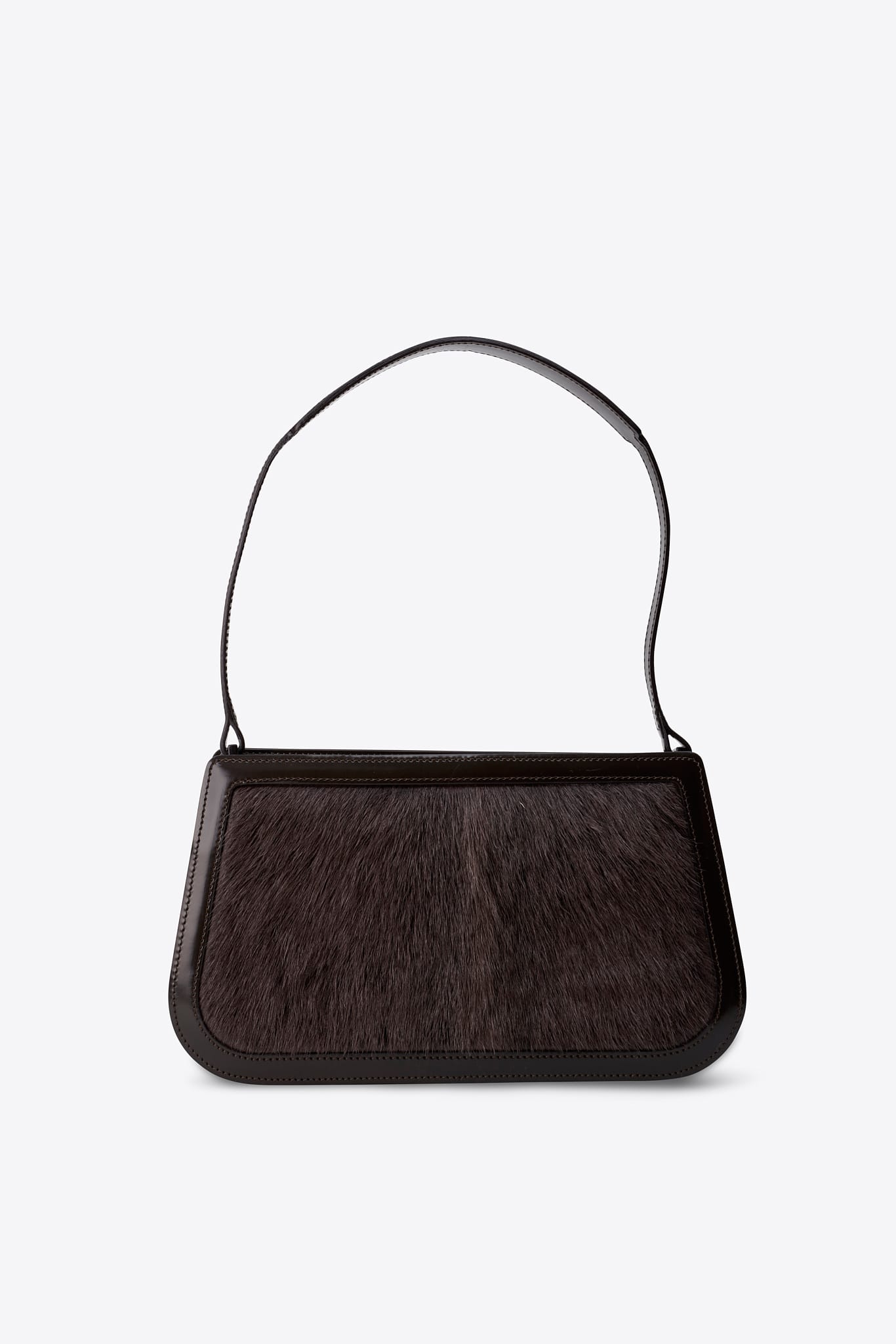 Vintage Celine Calf Hair Shoulder Bag With Brown Leather Trim